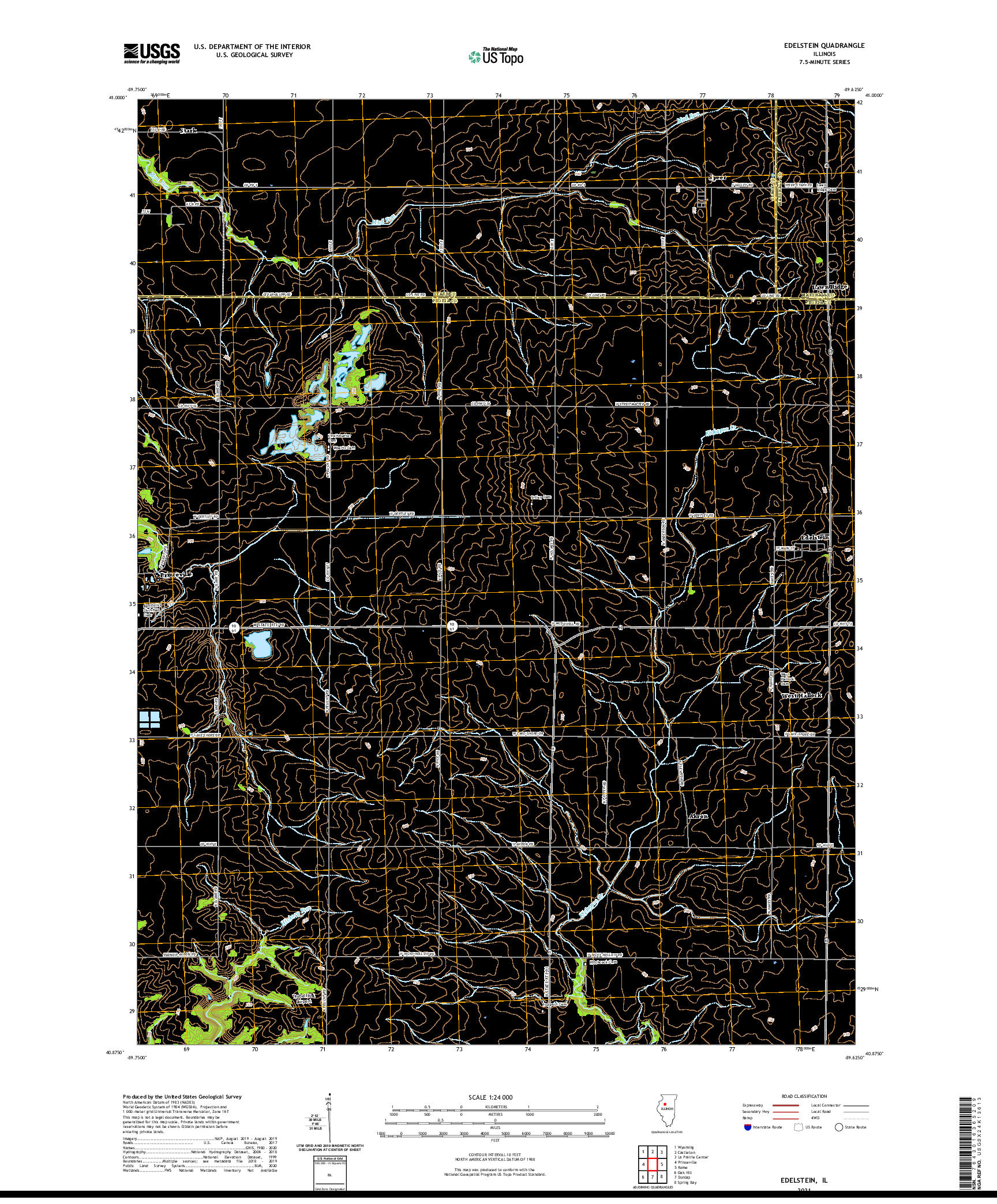 USGS US TOPO 7.5-MINUTE MAP FOR EDELSTEIN, IL 2021