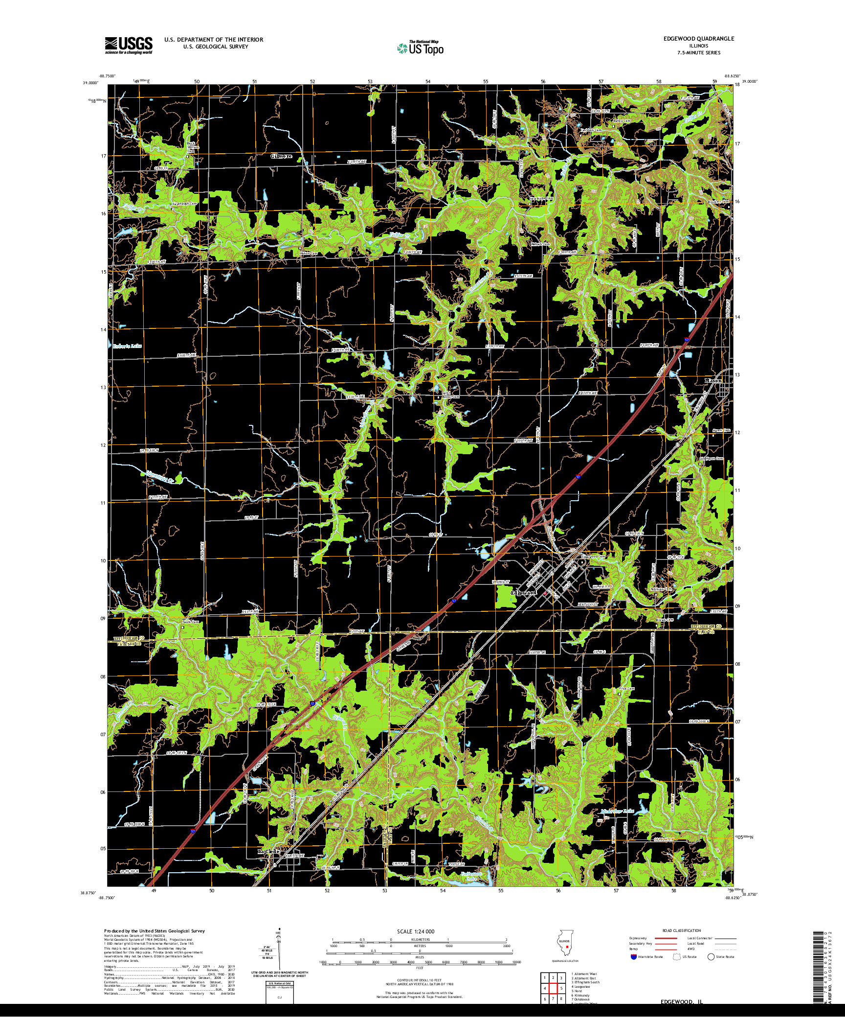 USGS US TOPO 7.5-MINUTE MAP FOR EDGEWOOD, IL 2021