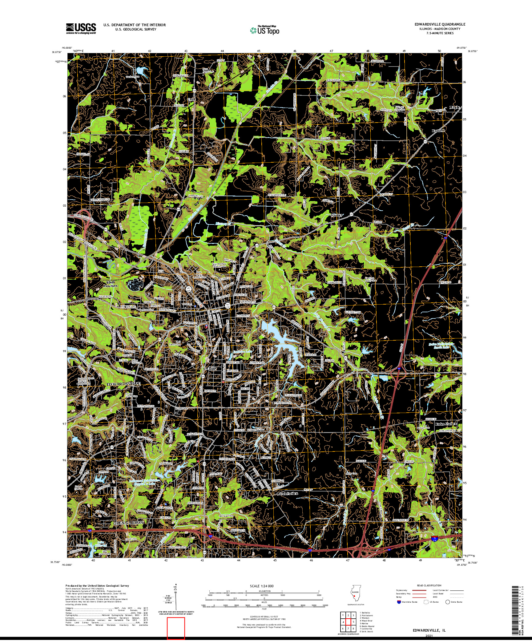 USGS US TOPO 7.5-MINUTE MAP FOR EDWARDSVILLE, IL 2021