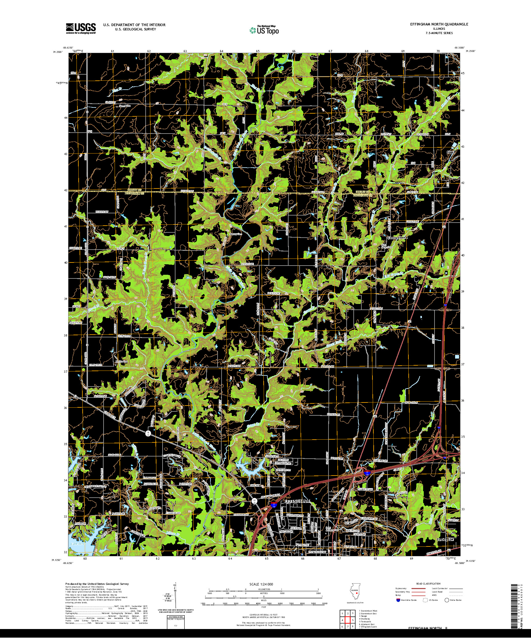 USGS US TOPO 7.5-MINUTE MAP FOR EFFINGHAM NORTH, IL 2021