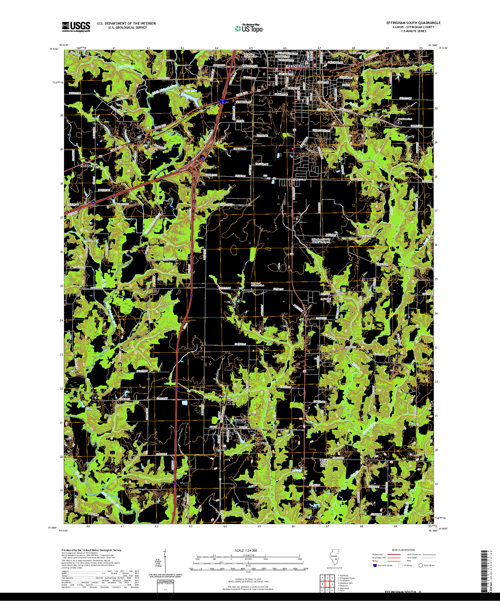 USGS US TOPO 7.5-MINUTE MAP FOR EFFINGHAM SOUTH, IL 2021