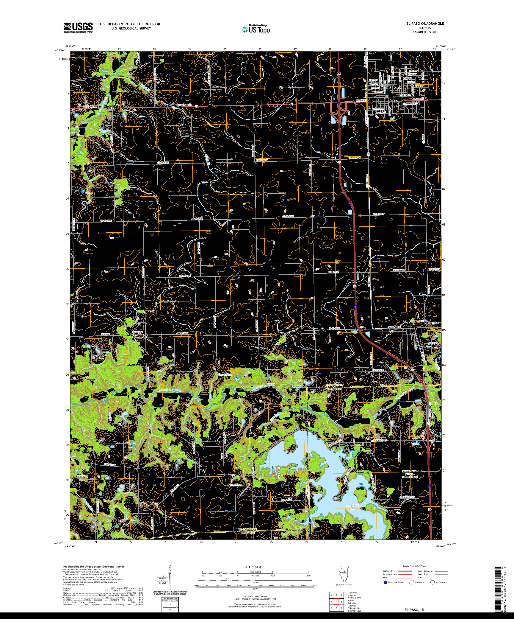 USGS US TOPO 7.5-MINUTE MAP FOR EL PASO, IL 2021