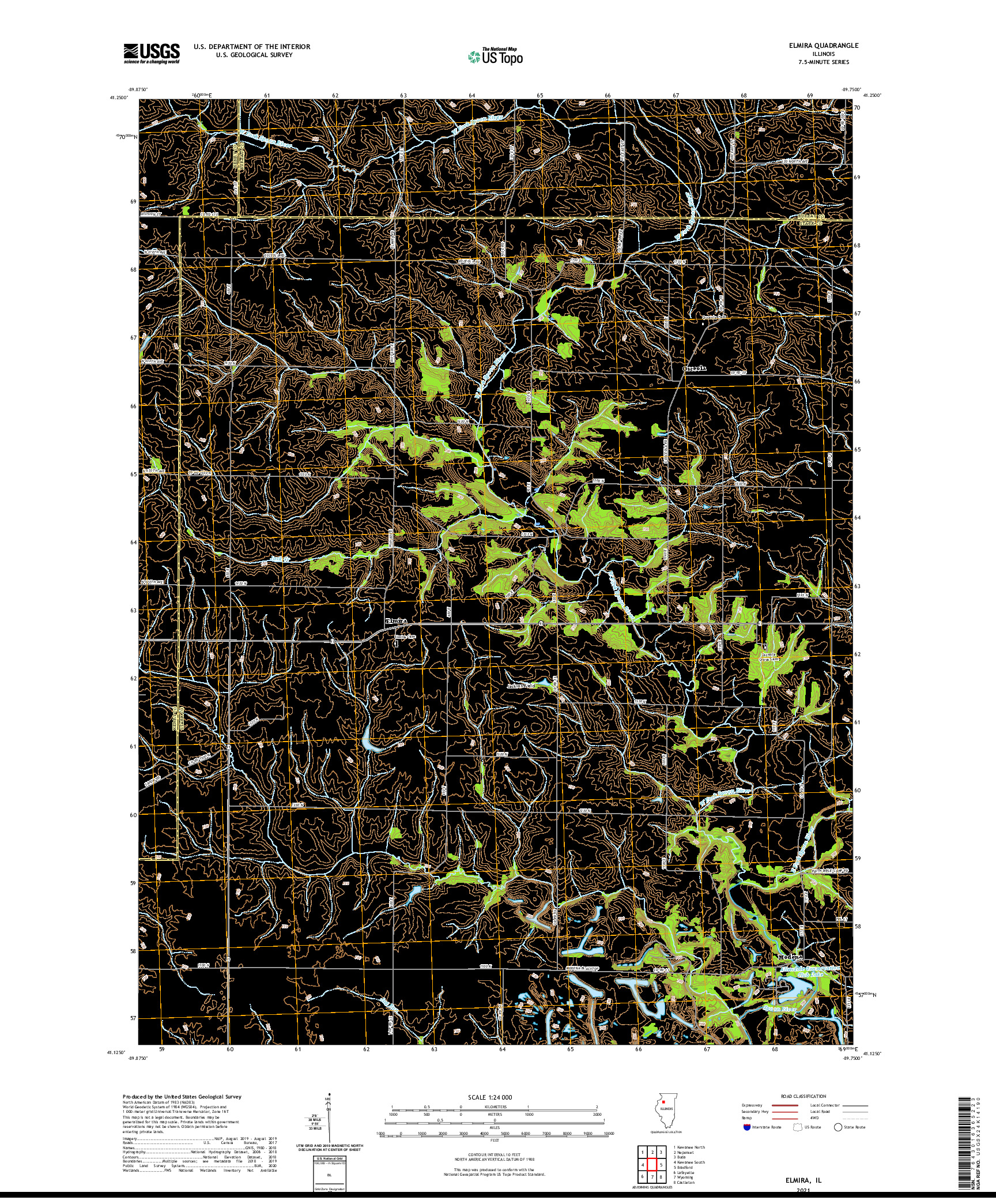 USGS US TOPO 7.5-MINUTE MAP FOR ELMIRA, IL 2021