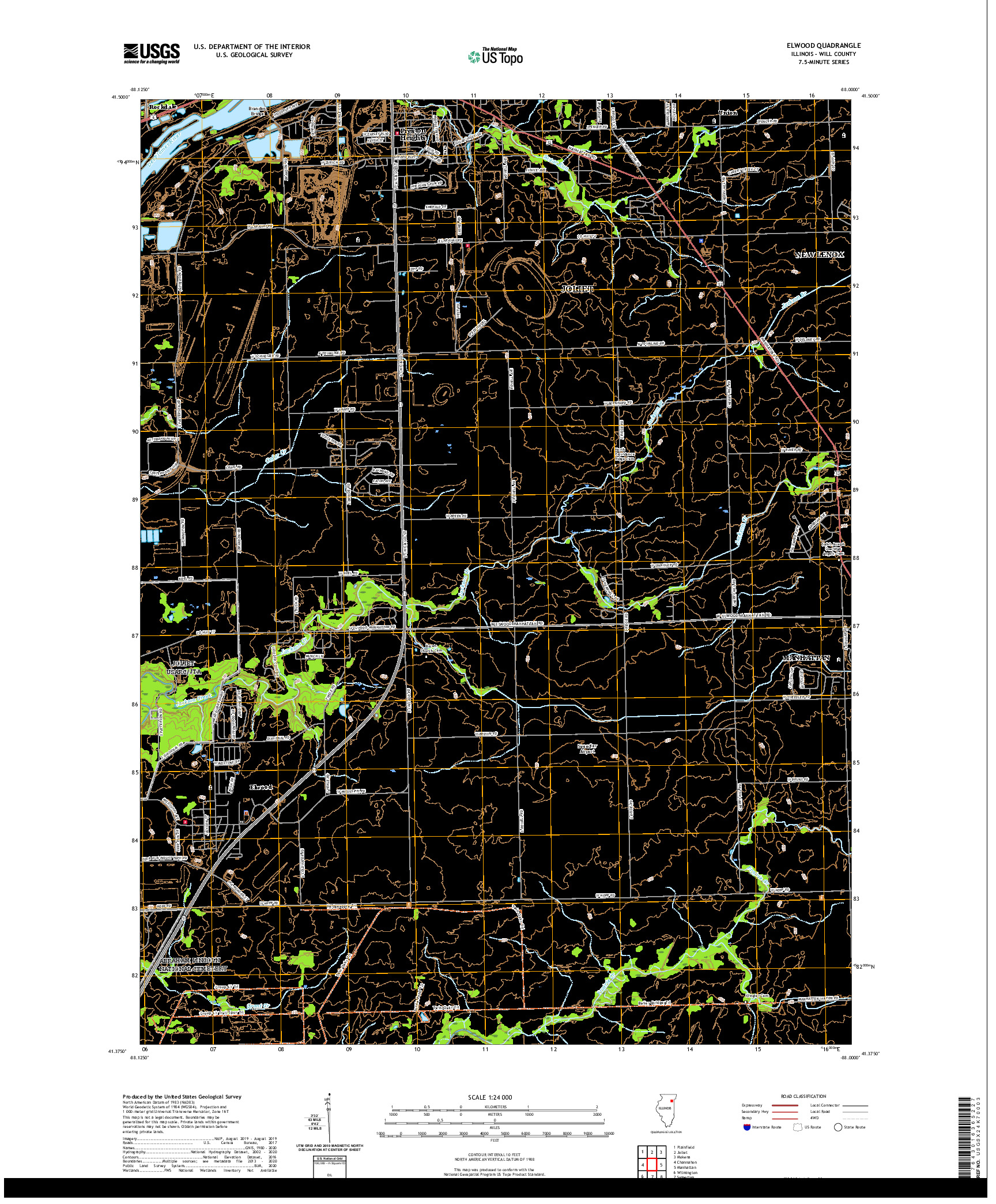 USGS US TOPO 7.5-MINUTE MAP FOR ELWOOD, IL 2021