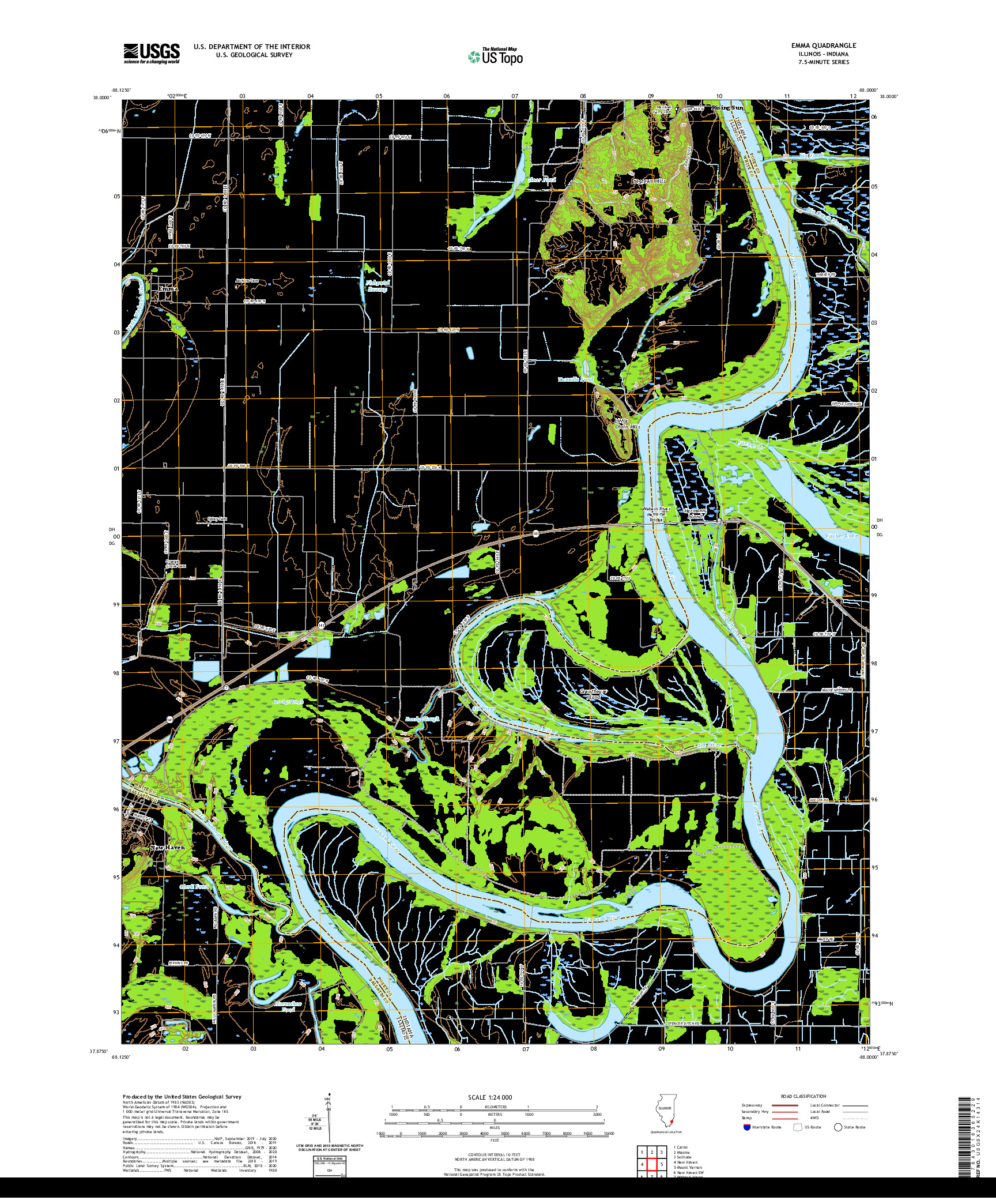 USGS US TOPO 7.5-MINUTE MAP FOR EMMA, IL,IN 2021