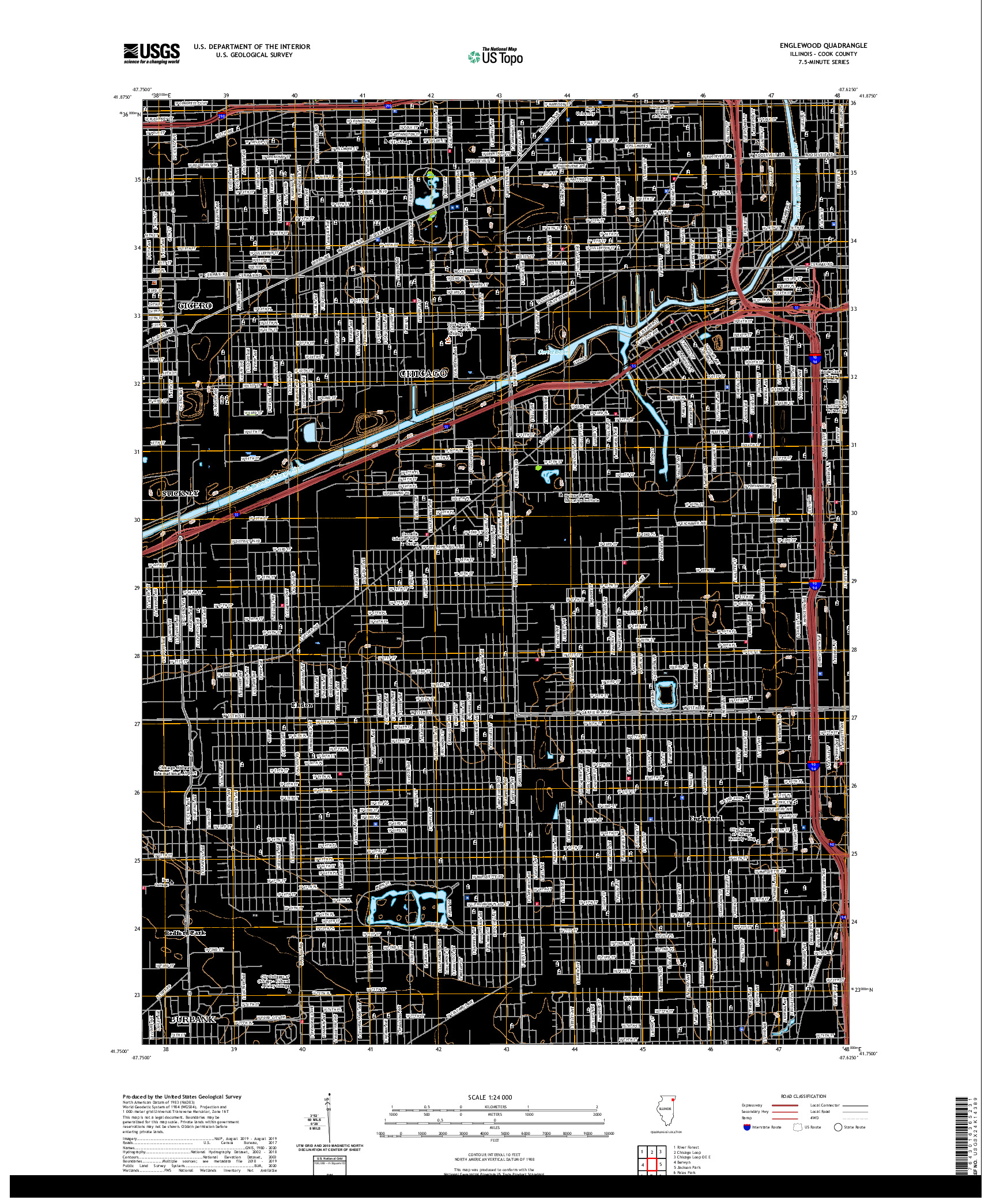 USGS US TOPO 7.5-MINUTE MAP FOR ENGLEWOOD, IL 2021