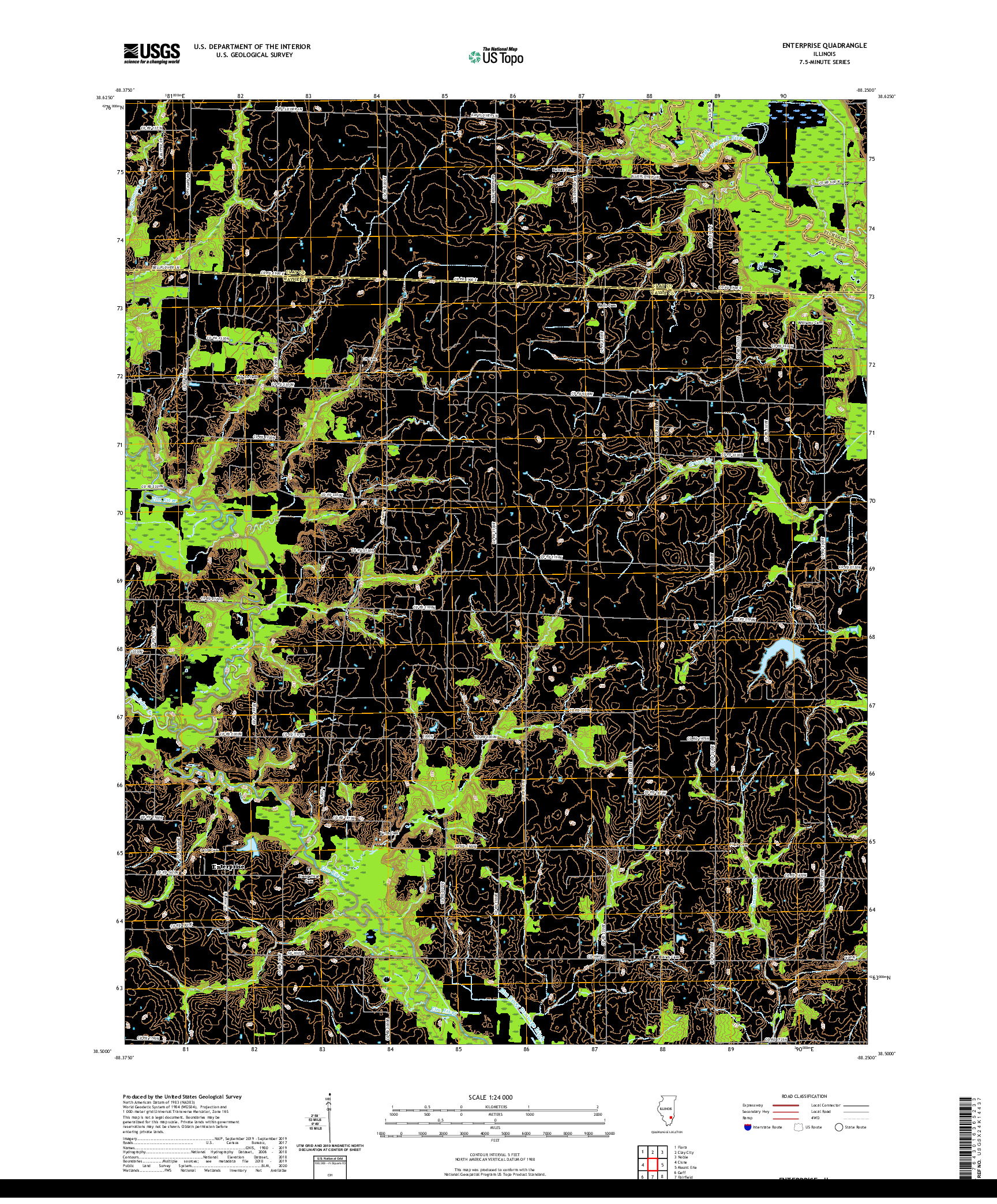 USGS US TOPO 7.5-MINUTE MAP FOR ENTERPRISE, IL 2021