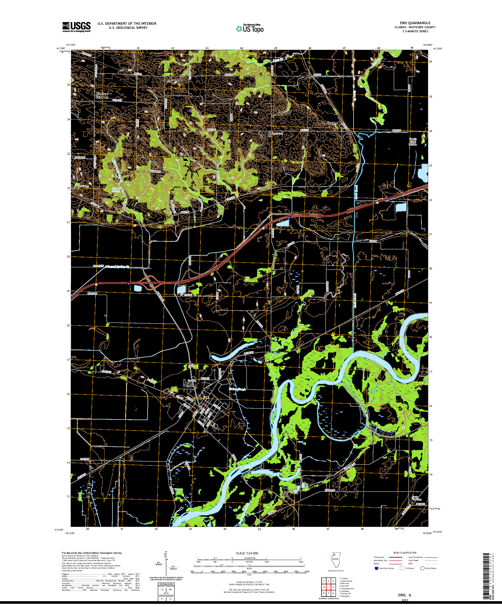 USGS US TOPO 7.5-MINUTE MAP FOR ERIE, IL 2021