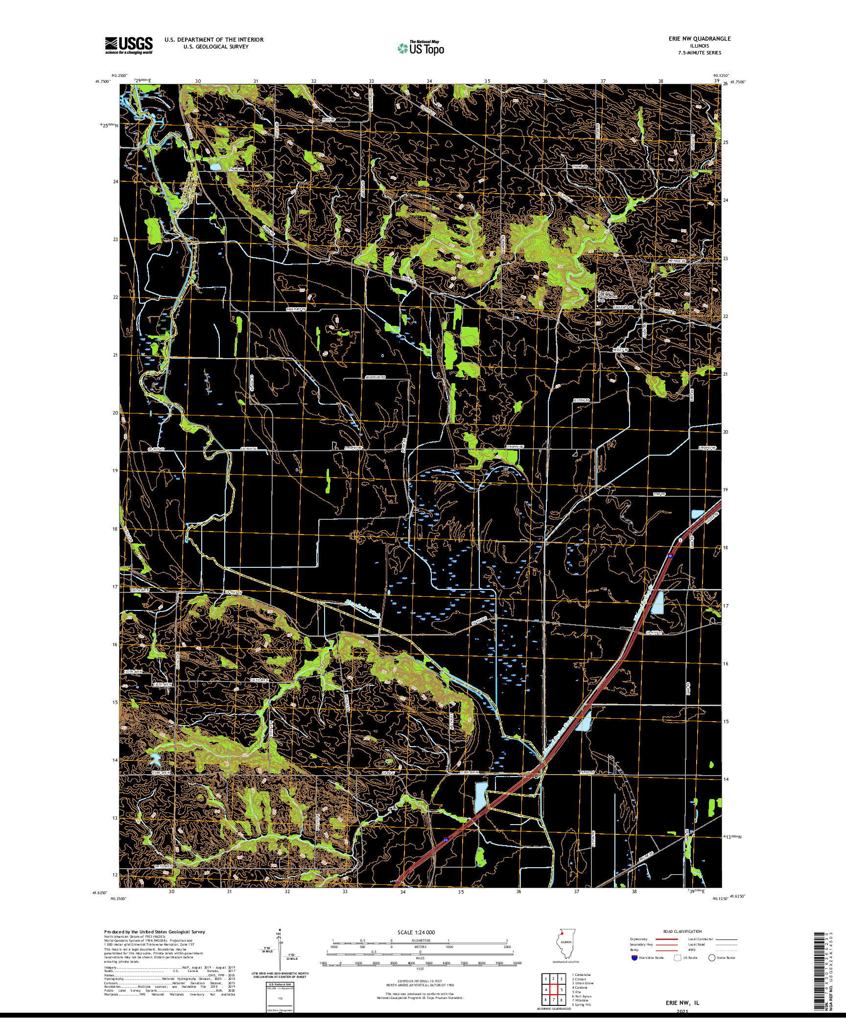 USGS US TOPO 7.5-MINUTE MAP FOR ERIE NW, IL 2021