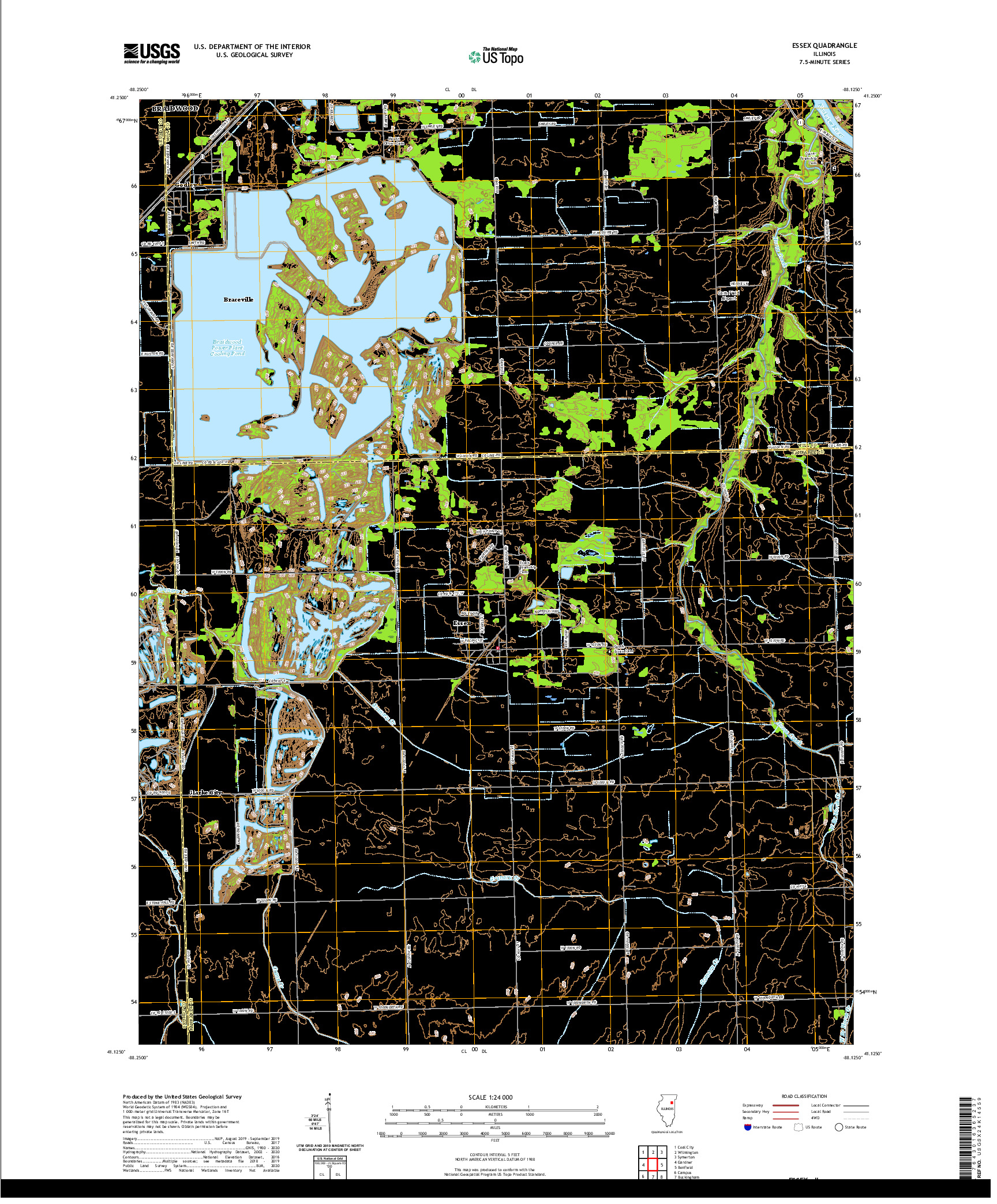 USGS US TOPO 7.5-MINUTE MAP FOR ESSEX, IL 2021