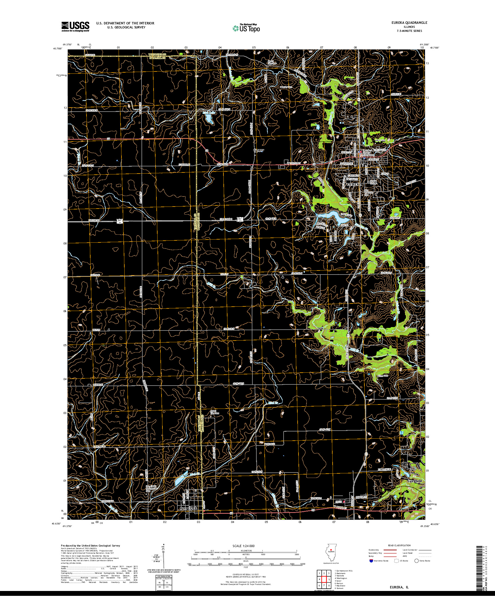 USGS US TOPO 7.5-MINUTE MAP FOR EUREKA, IL 2021