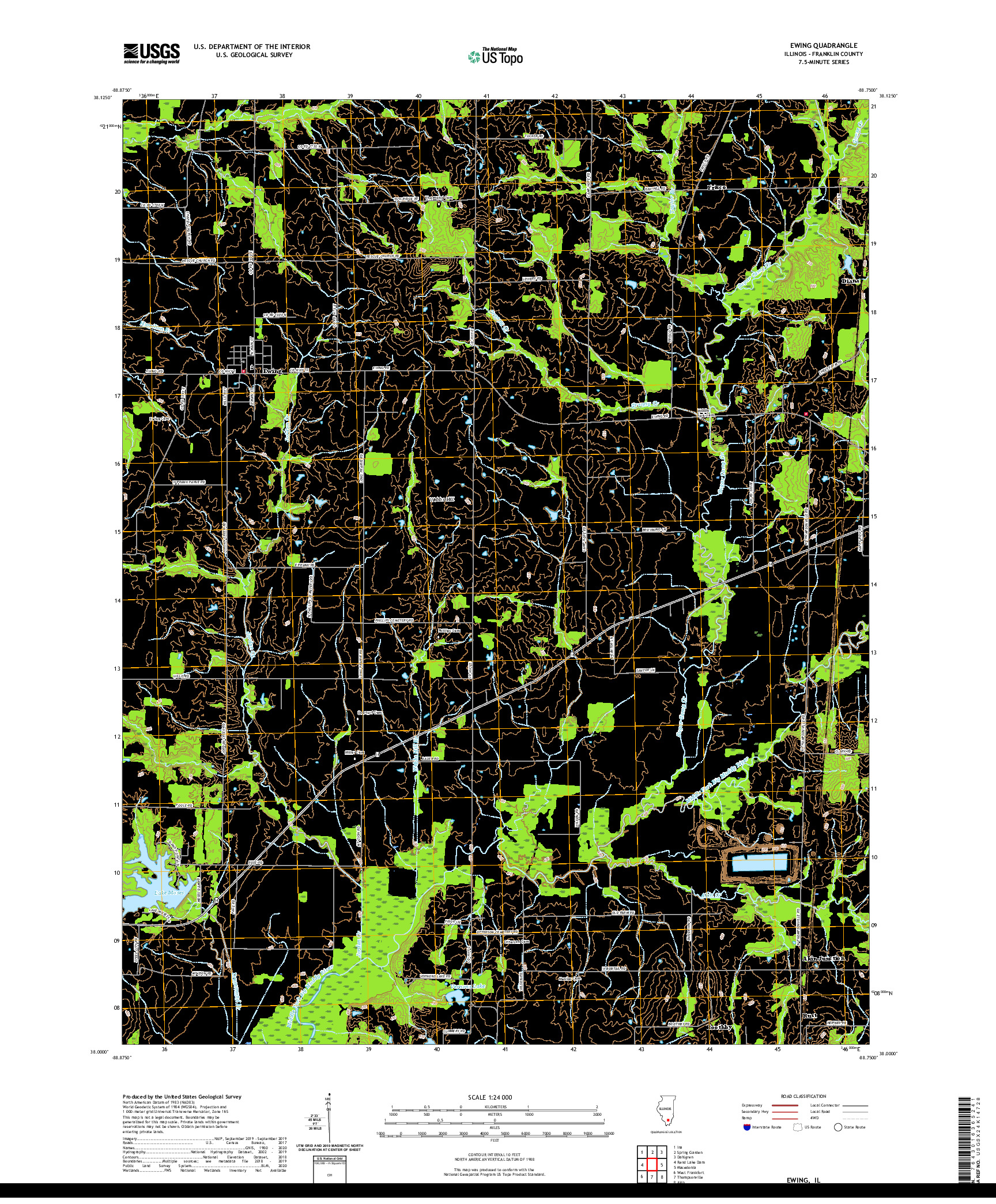 USGS US TOPO 7.5-MINUTE MAP FOR EWING, IL 2021