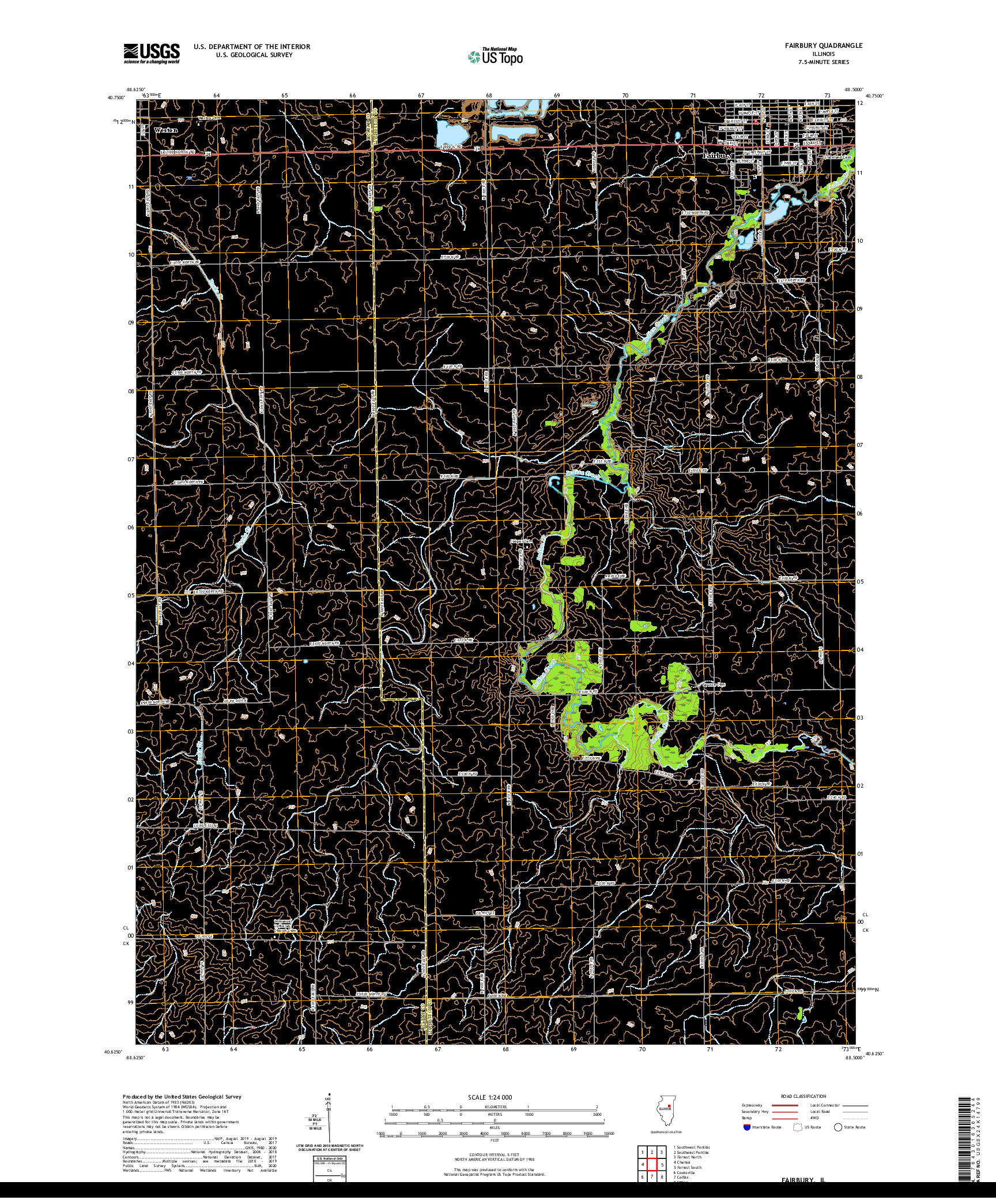 USGS US TOPO 7.5-MINUTE MAP FOR FAIRBURY, IL 2021