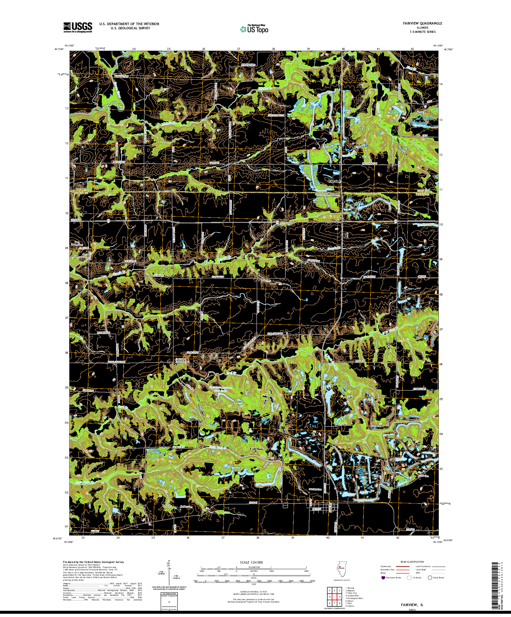 USGS US TOPO 7.5-MINUTE MAP FOR FAIRVIEW, IL 2021