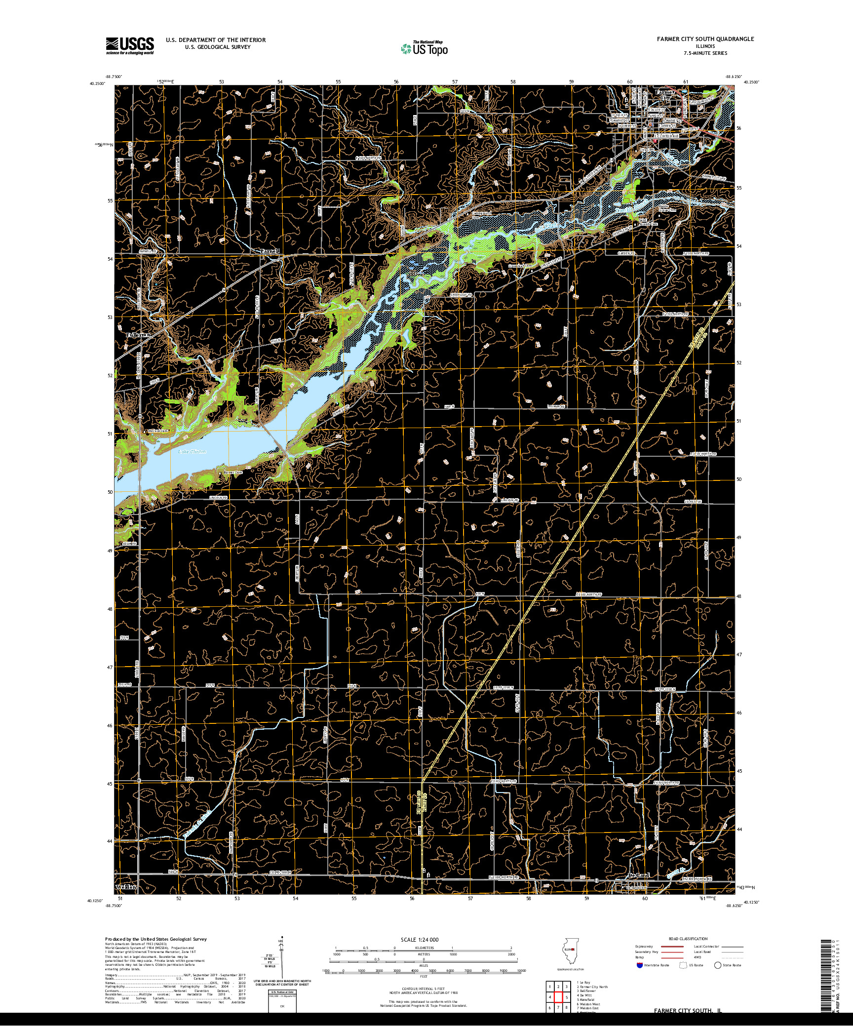 USGS US TOPO 7.5-MINUTE MAP FOR FARMER CITY SOUTH, IL 2021