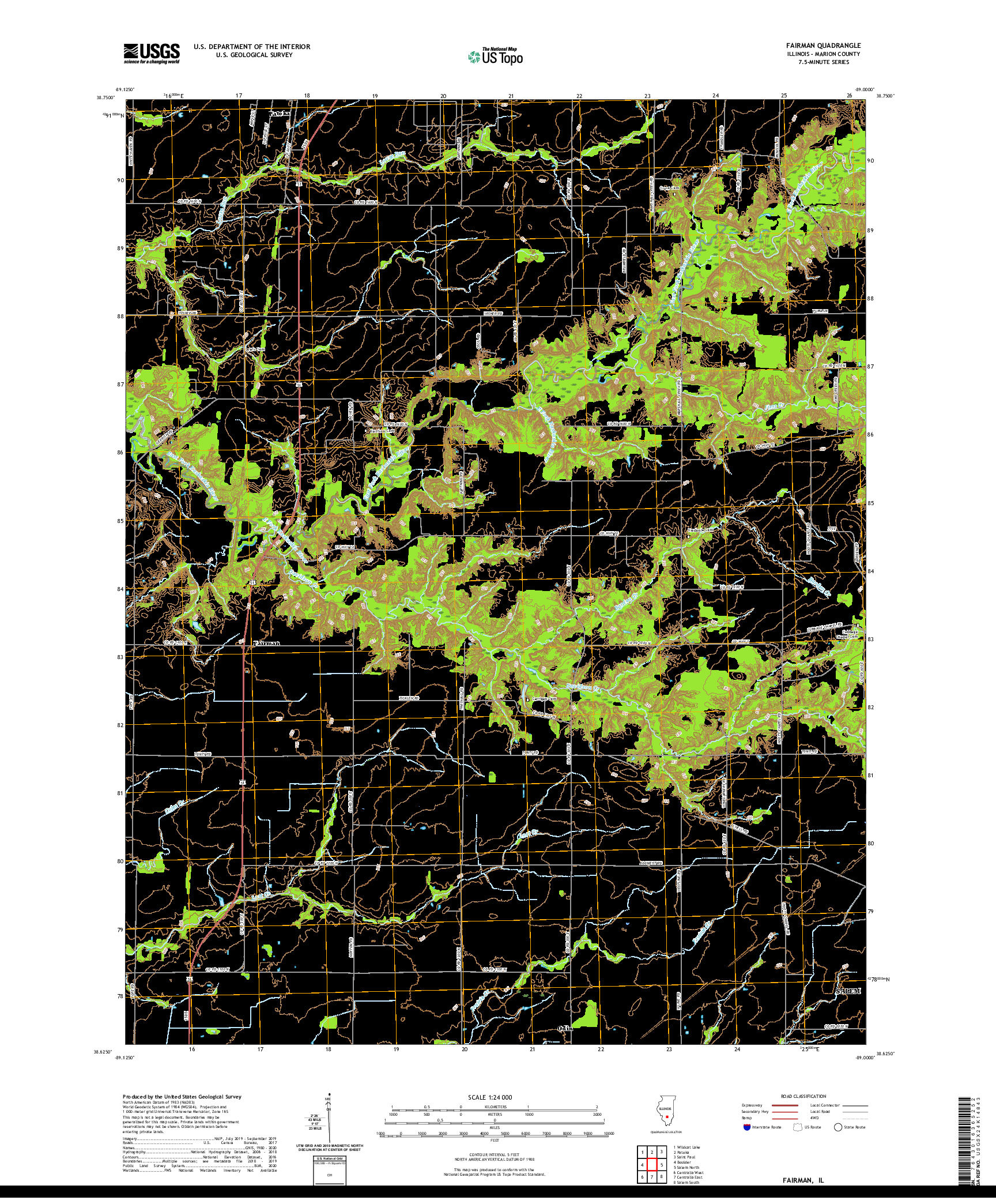 USGS US TOPO 7.5-MINUTE MAP FOR FAIRMAN, IL 2021