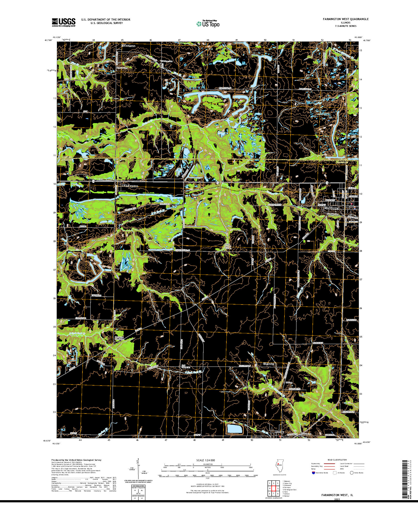 USGS US TOPO 7.5-MINUTE MAP FOR FARMINGTON WEST, IL 2021