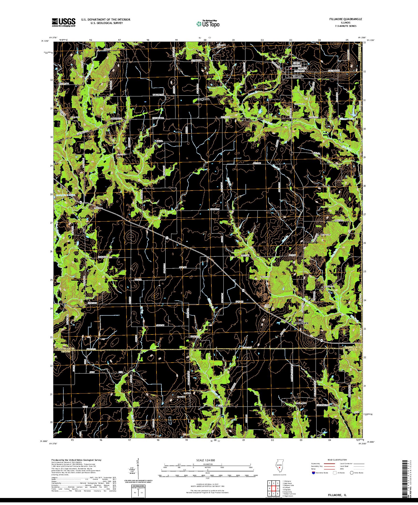 USGS US TOPO 7.5-MINUTE MAP FOR FILLMORE, IL 2021