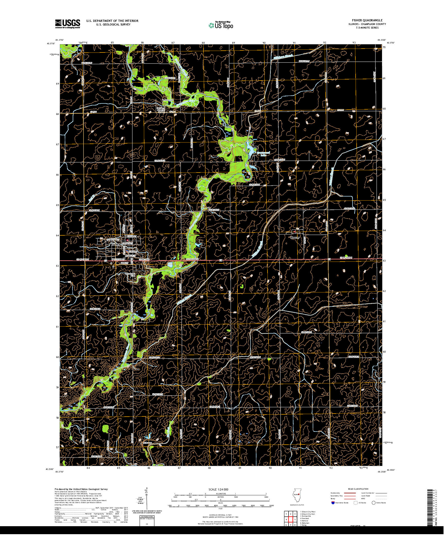 USGS US TOPO 7.5-MINUTE MAP FOR FISHER, IL 2021