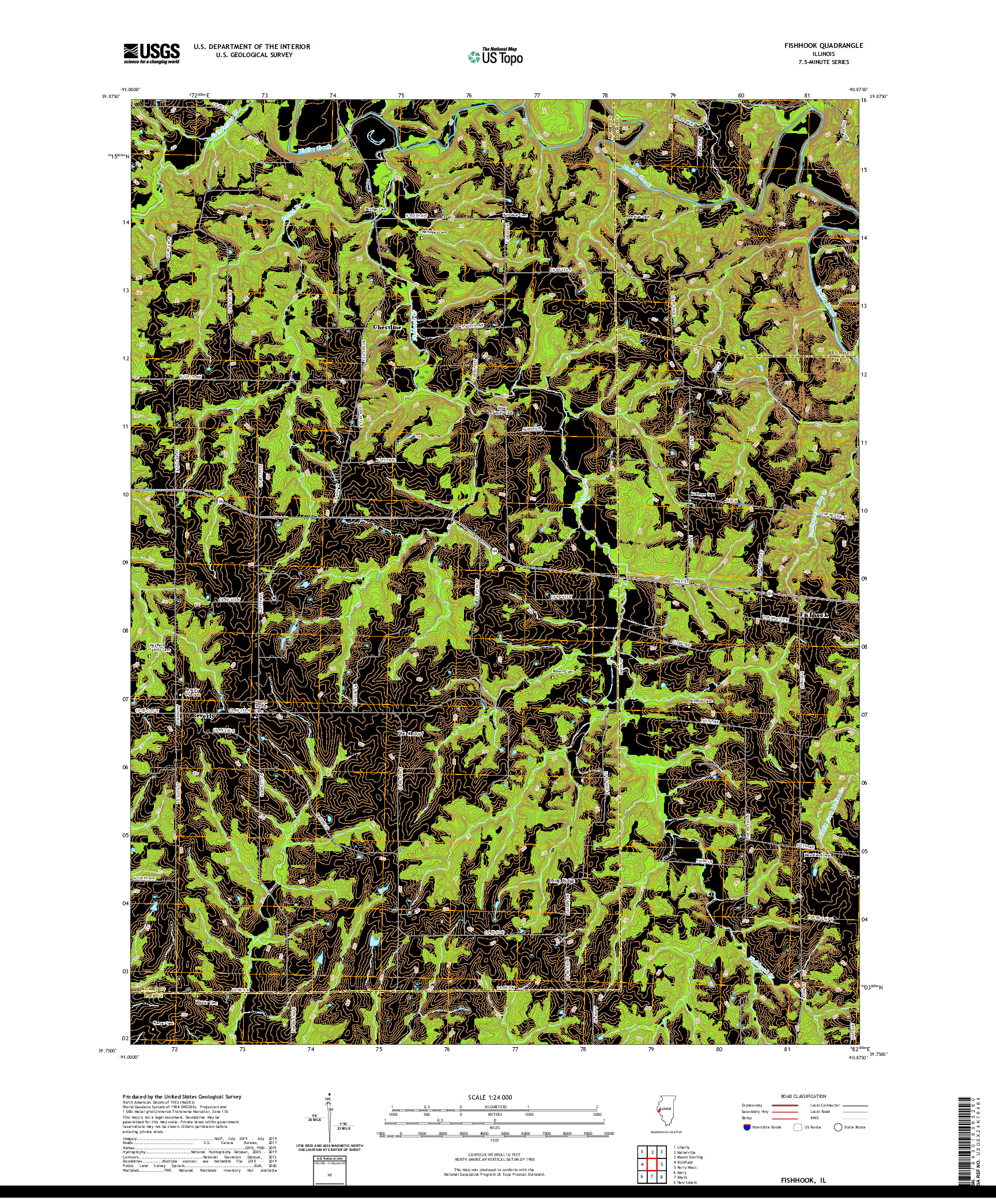 USGS US TOPO 7.5-MINUTE MAP FOR FISHHOOK, IL 2021