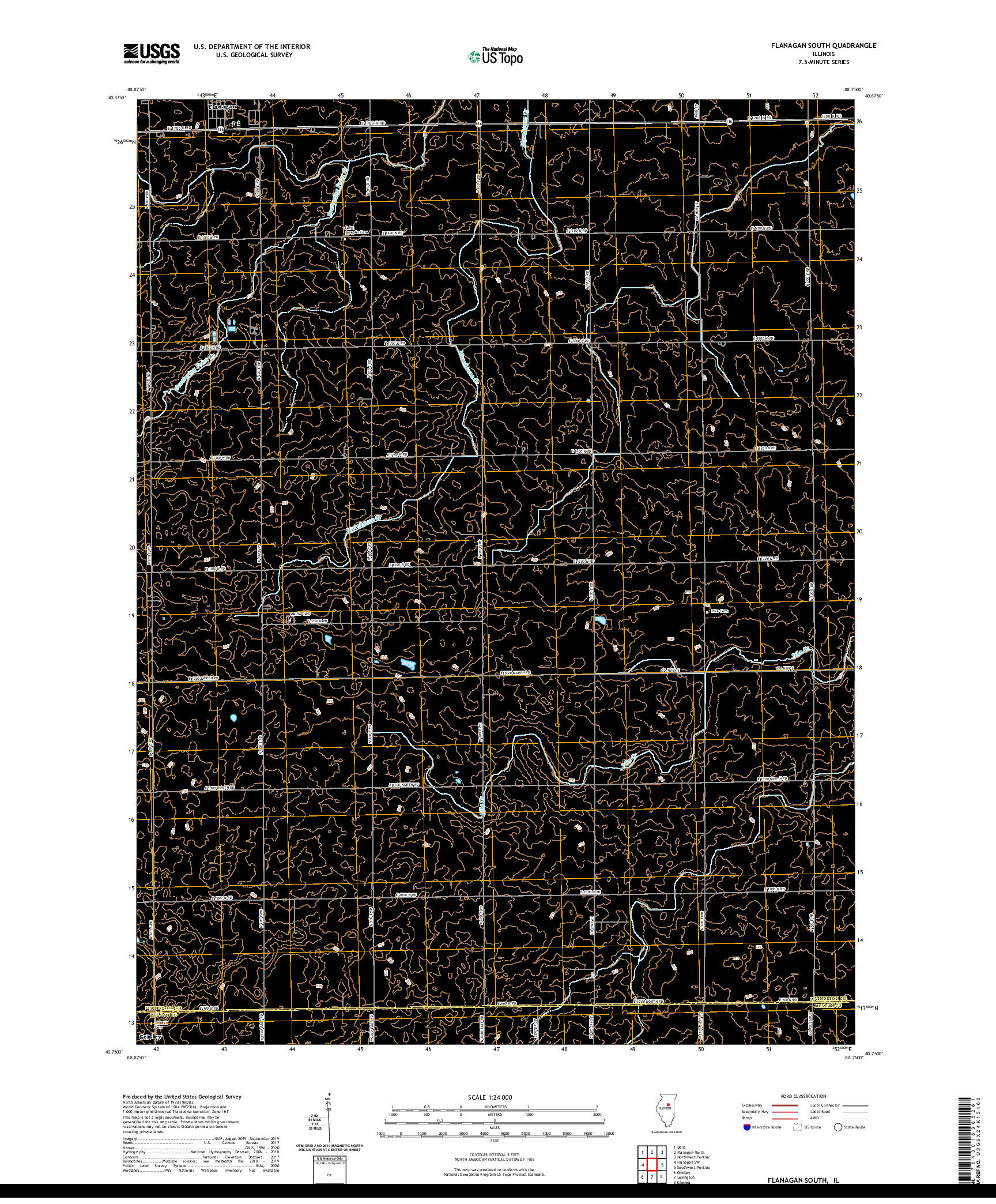 USGS US TOPO 7.5-MINUTE MAP FOR FLANAGAN SOUTH, IL 2021