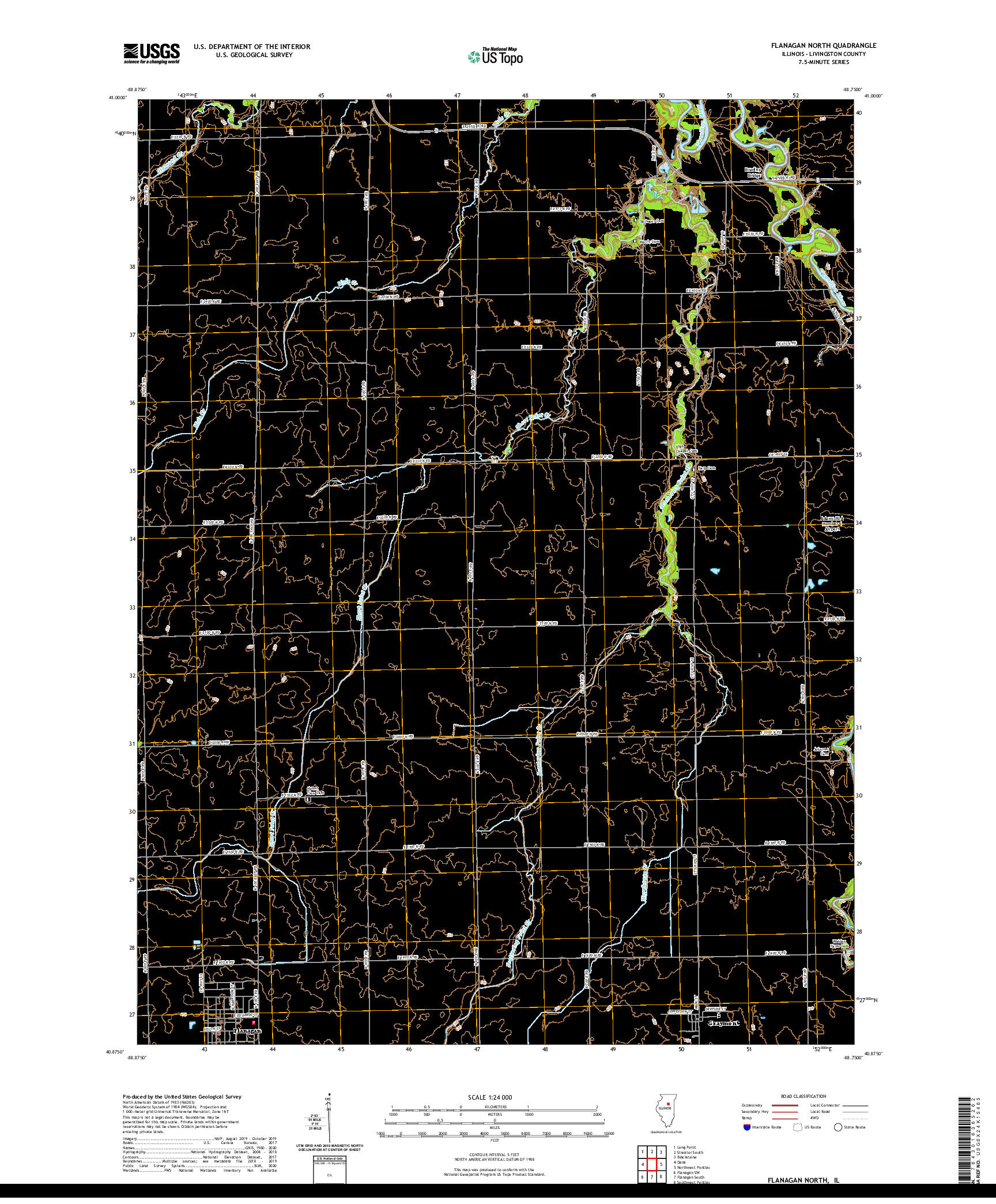 USGS US TOPO 7.5-MINUTE MAP FOR FLANAGAN NORTH, IL 2021