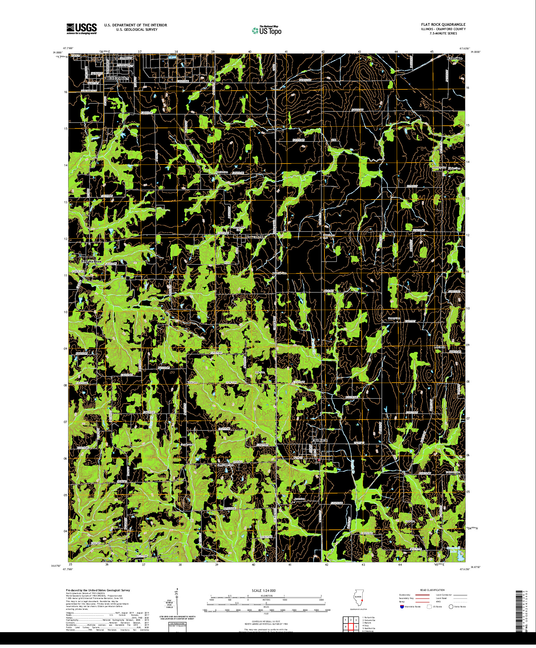 USGS US TOPO 7.5-MINUTE MAP FOR FLAT ROCK, IL 2021