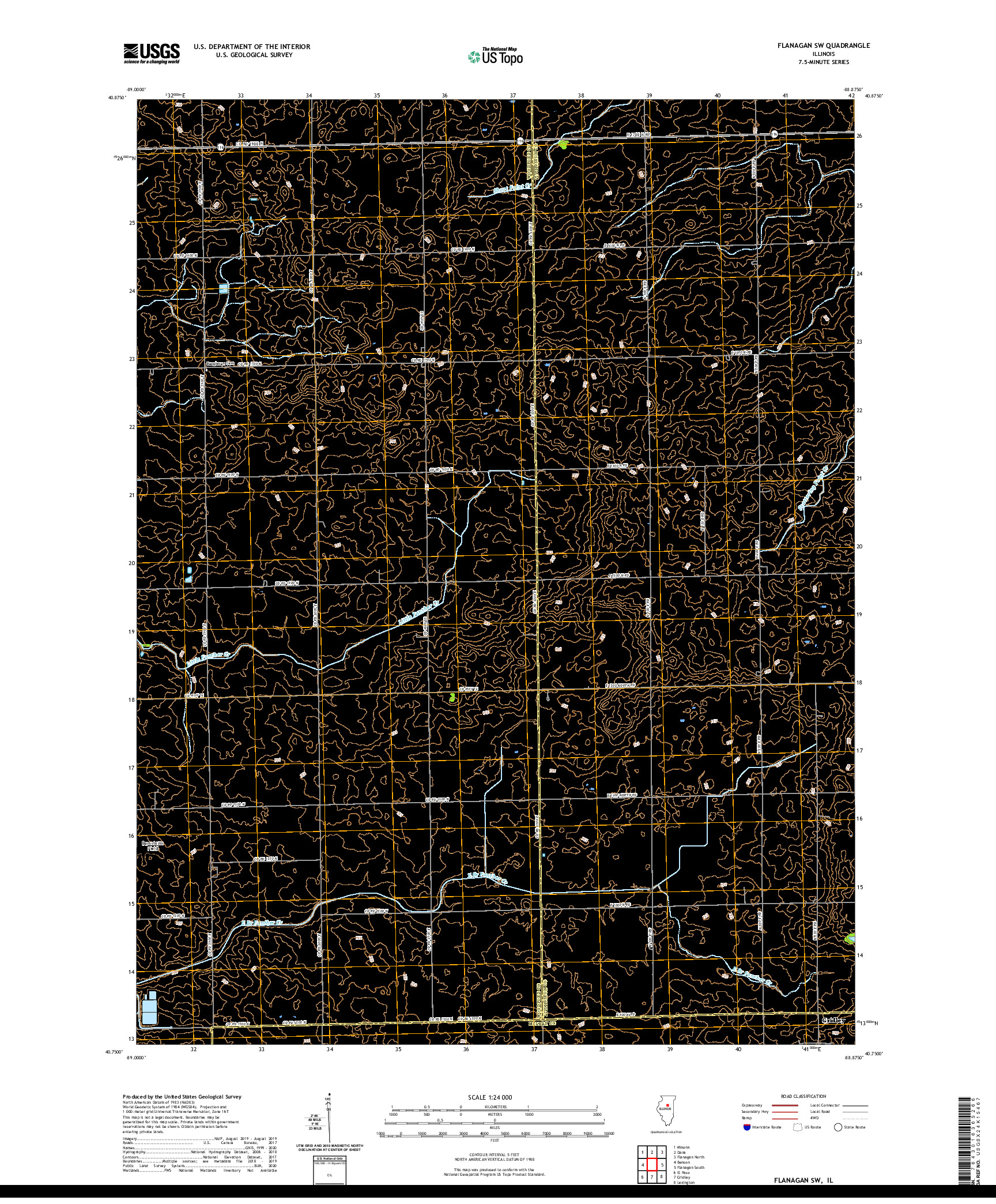 USGS US TOPO 7.5-MINUTE MAP FOR FLANAGAN SW, IL 2021