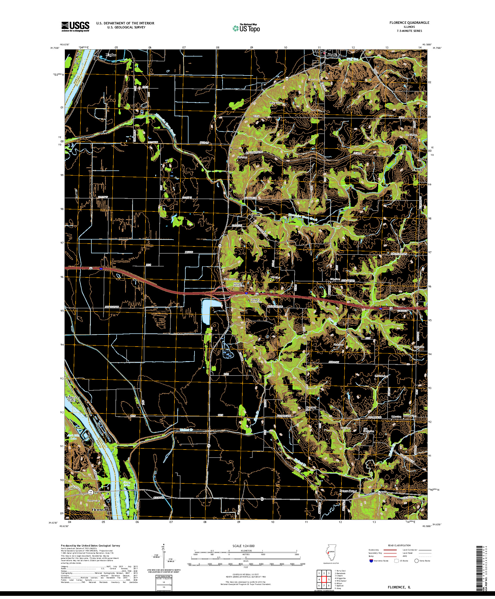 USGS US TOPO 7.5-MINUTE MAP FOR FLORENCE, IL 2021