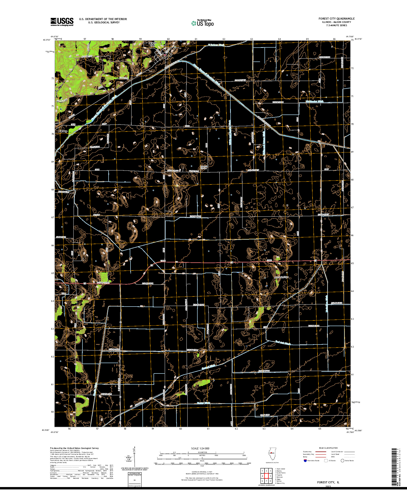 USGS US TOPO 7.5-MINUTE MAP FOR FOREST CITY, IL 2021