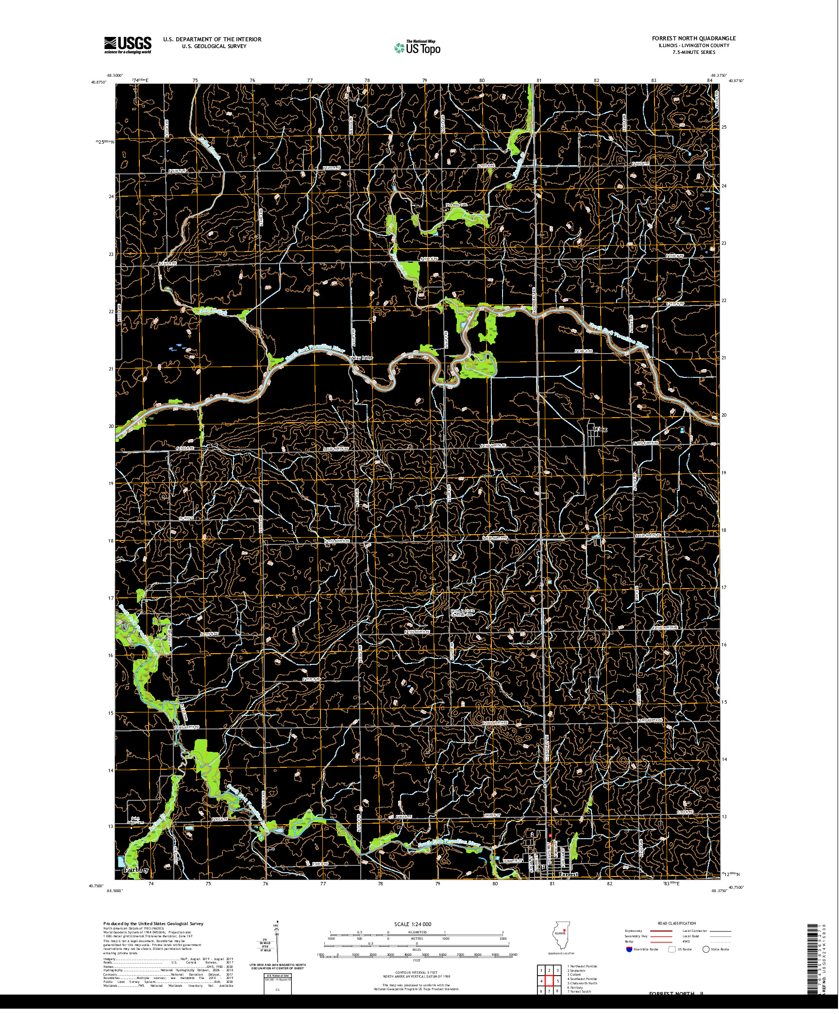 USGS US TOPO 7.5-MINUTE MAP FOR FORREST NORTH, IL 2021