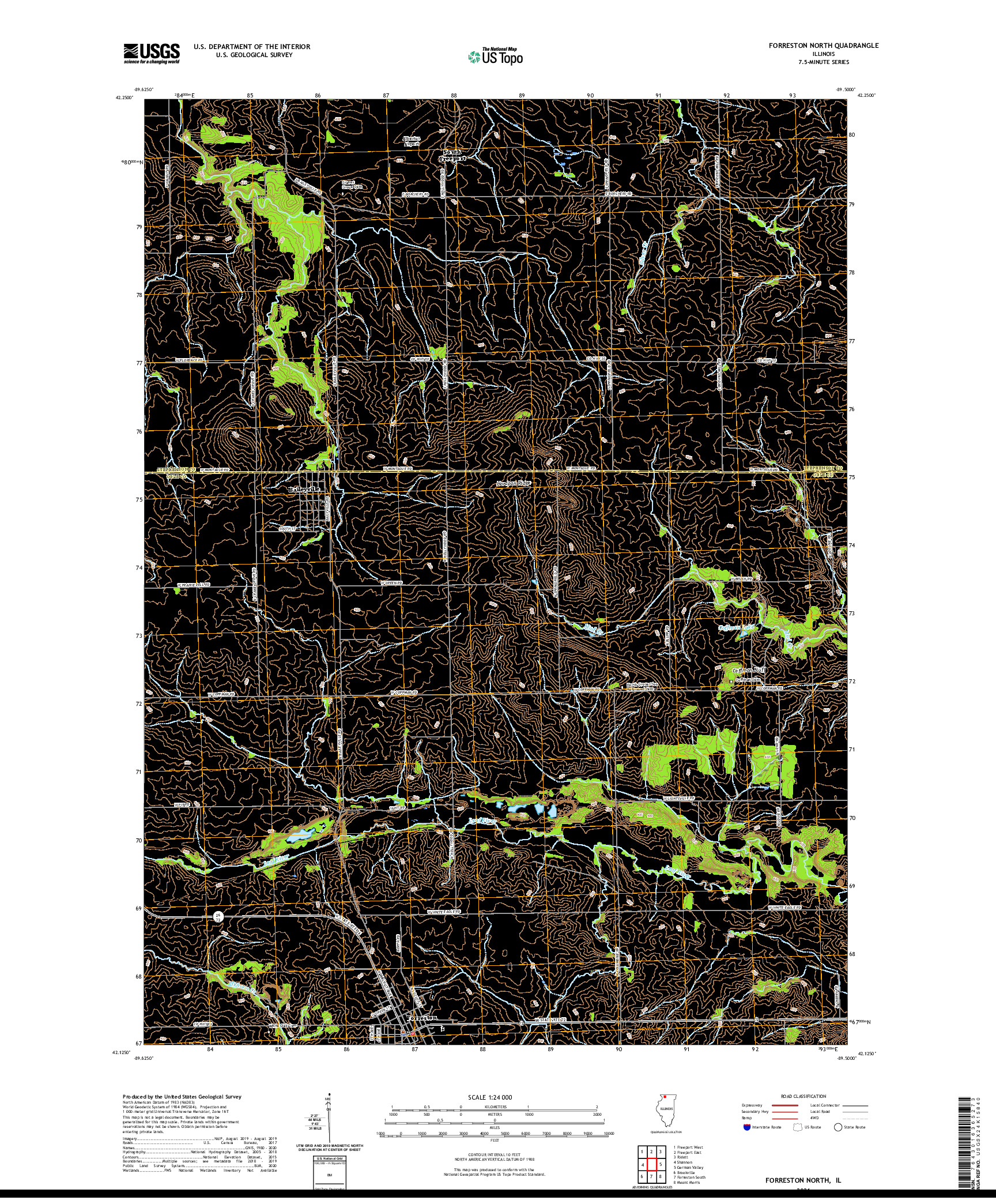 USGS US TOPO 7.5-MINUTE MAP FOR FORRESTON NORTH, IL 2021