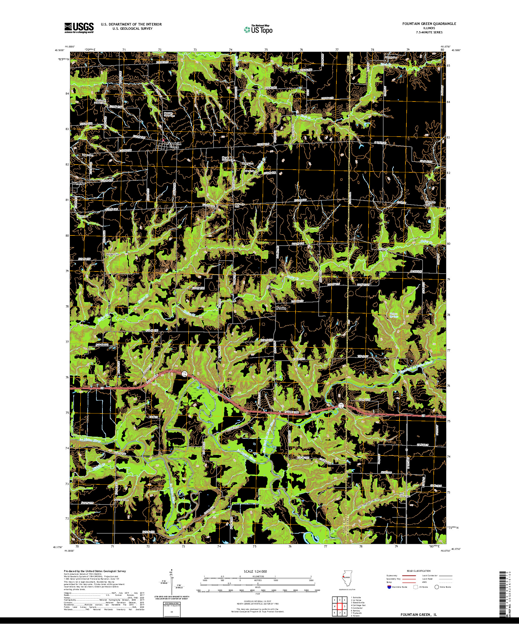 USGS US TOPO 7.5-MINUTE MAP FOR FOUNTAIN GREEN, IL 2021