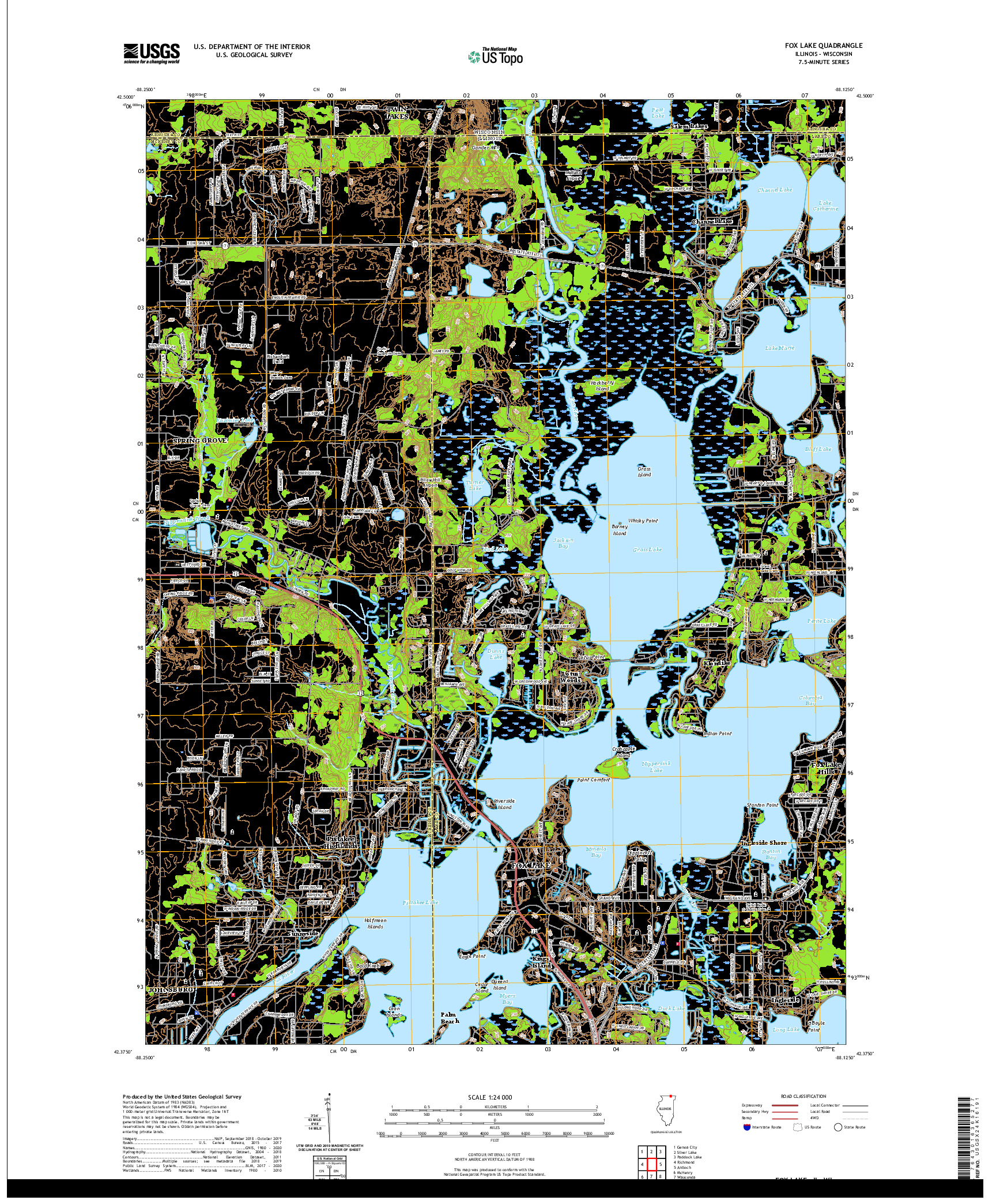 USGS US TOPO 7.5-MINUTE MAP FOR FOX LAKE, IL,WI 2021