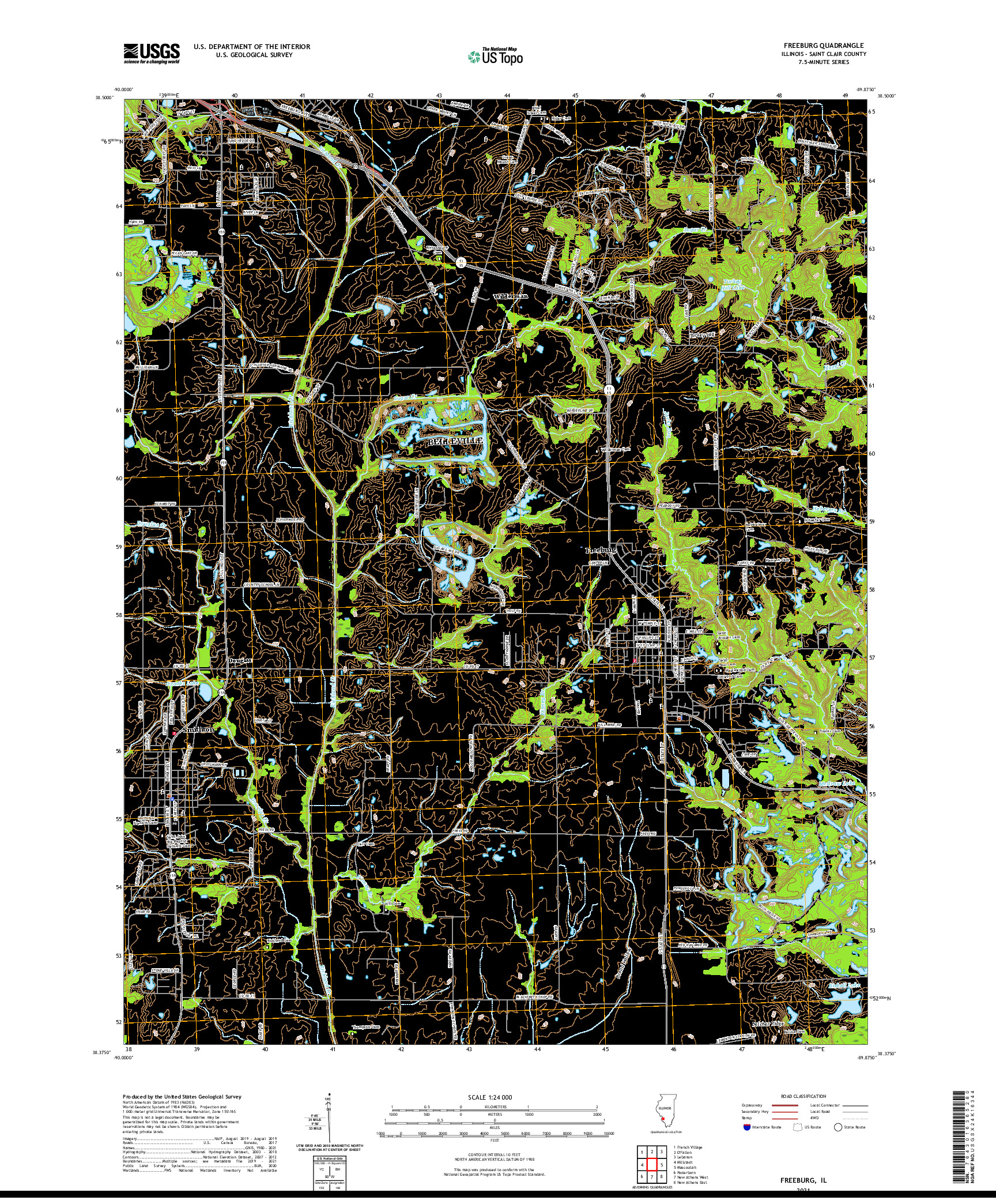 US TOPO 7.5-MINUTE MAP FOR FREEBURG, IL