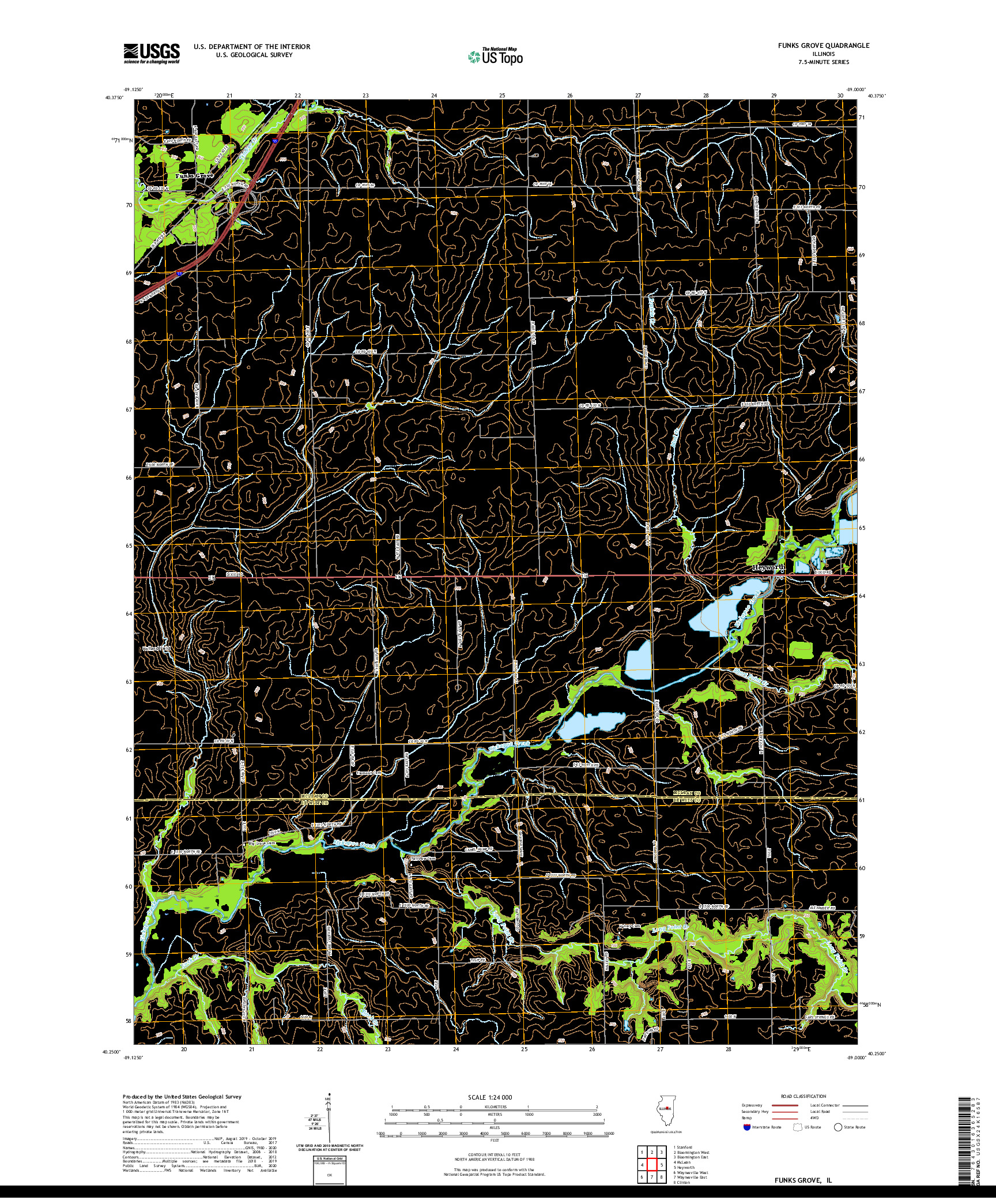 USGS US TOPO 7.5-MINUTE MAP FOR FUNKS GROVE, IL 2021