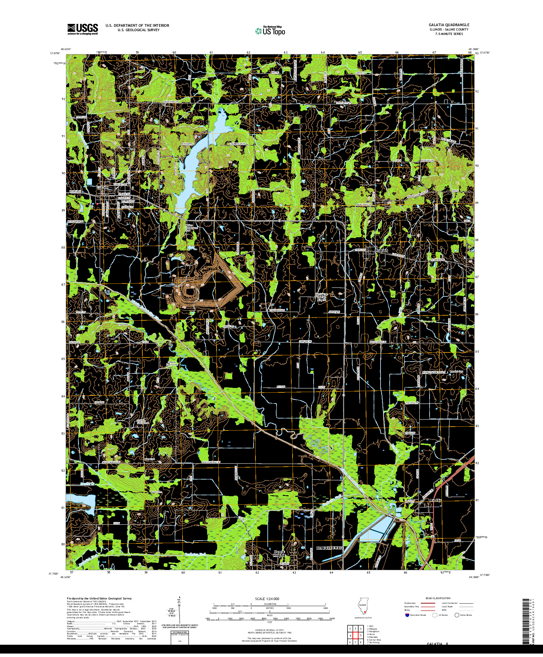 USGS US TOPO 7.5-MINUTE MAP FOR GALATIA, IL 2021