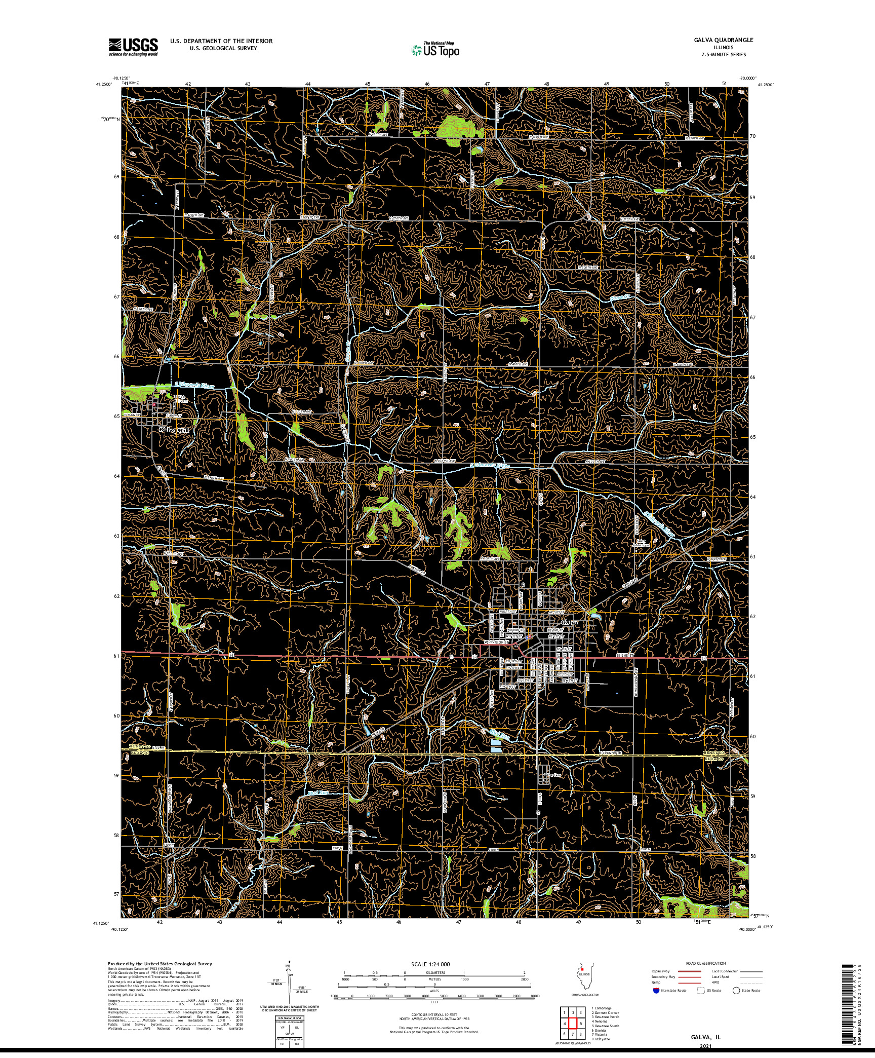 USGS US TOPO 7.5-MINUTE MAP FOR GALVA, IL 2021