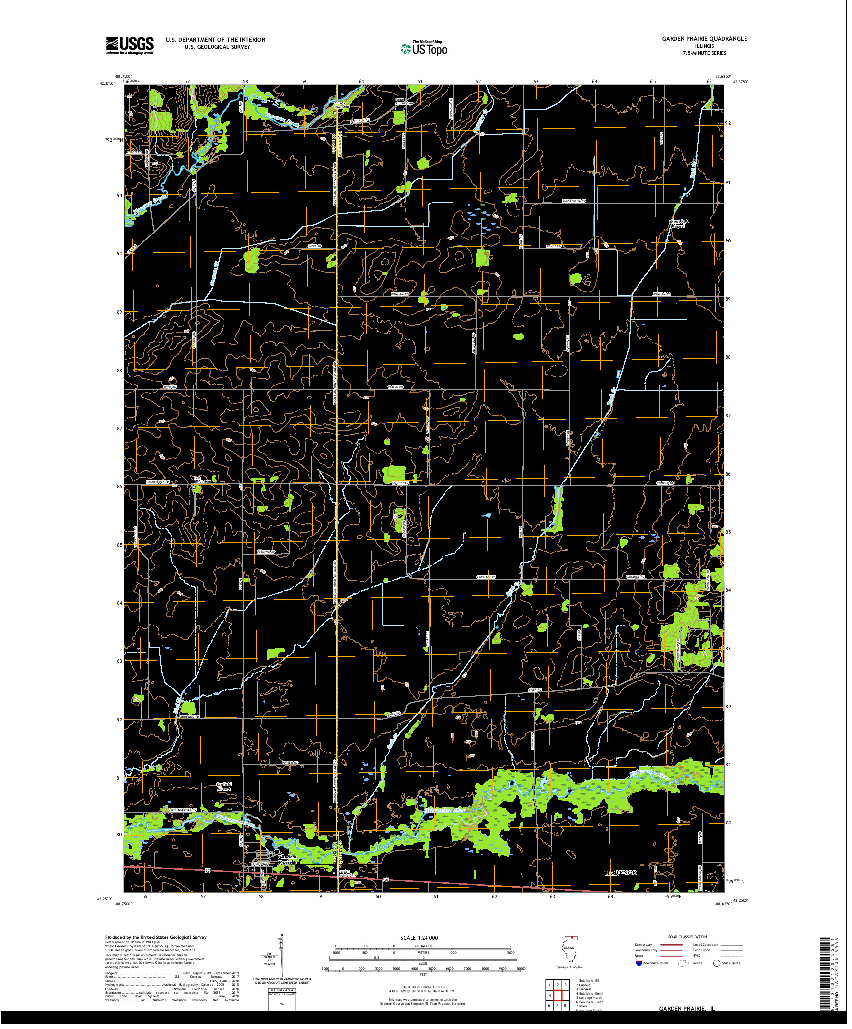 USGS US TOPO 7.5-MINUTE MAP FOR GARDEN PRAIRIE, IL 2021