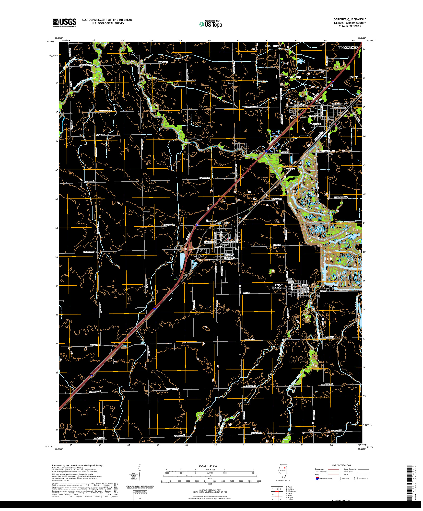 USGS US TOPO 7.5-MINUTE MAP FOR GARDNER, IL 2021