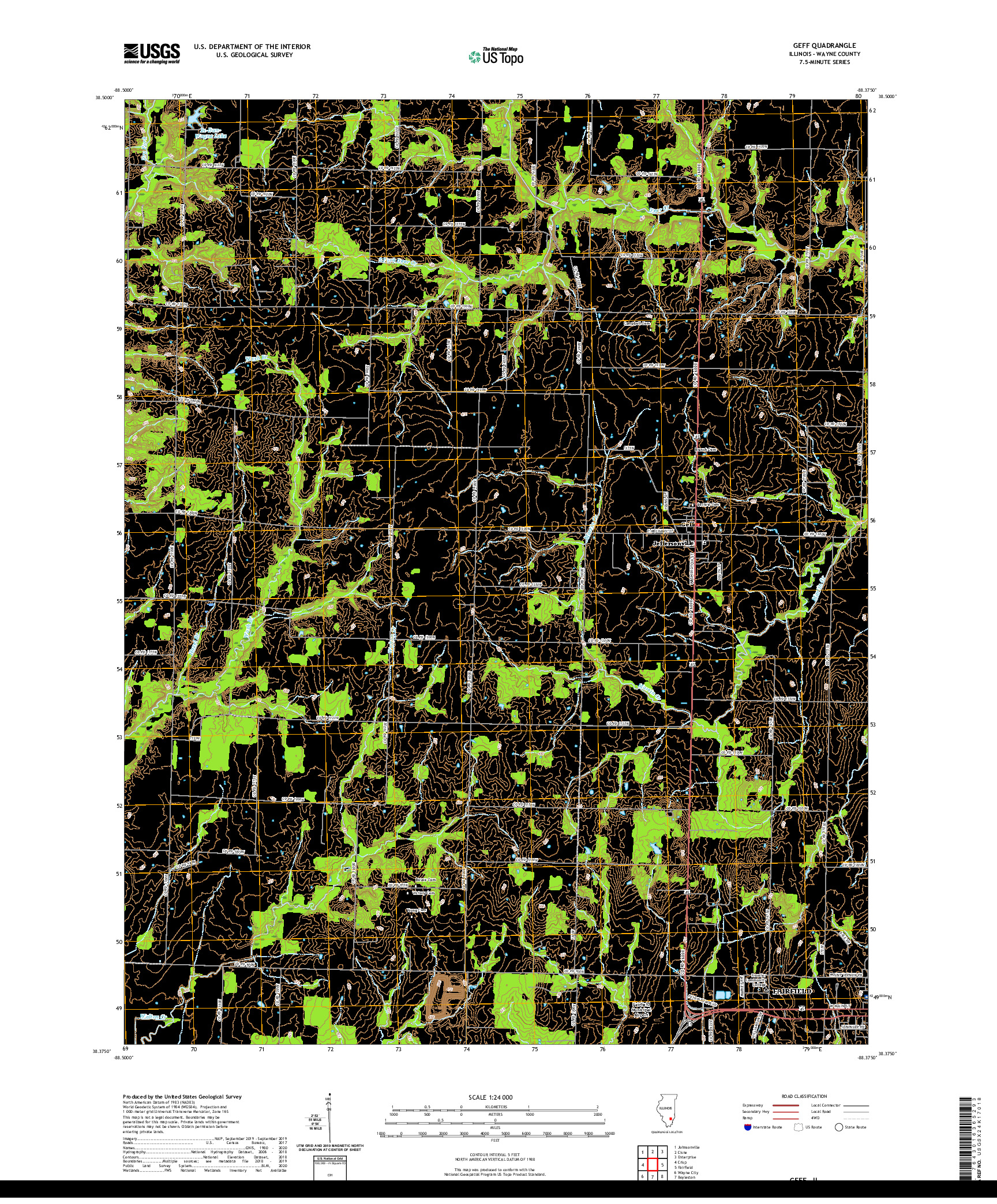 USGS US TOPO 7.5-MINUTE MAP FOR GEFF, IL 2021