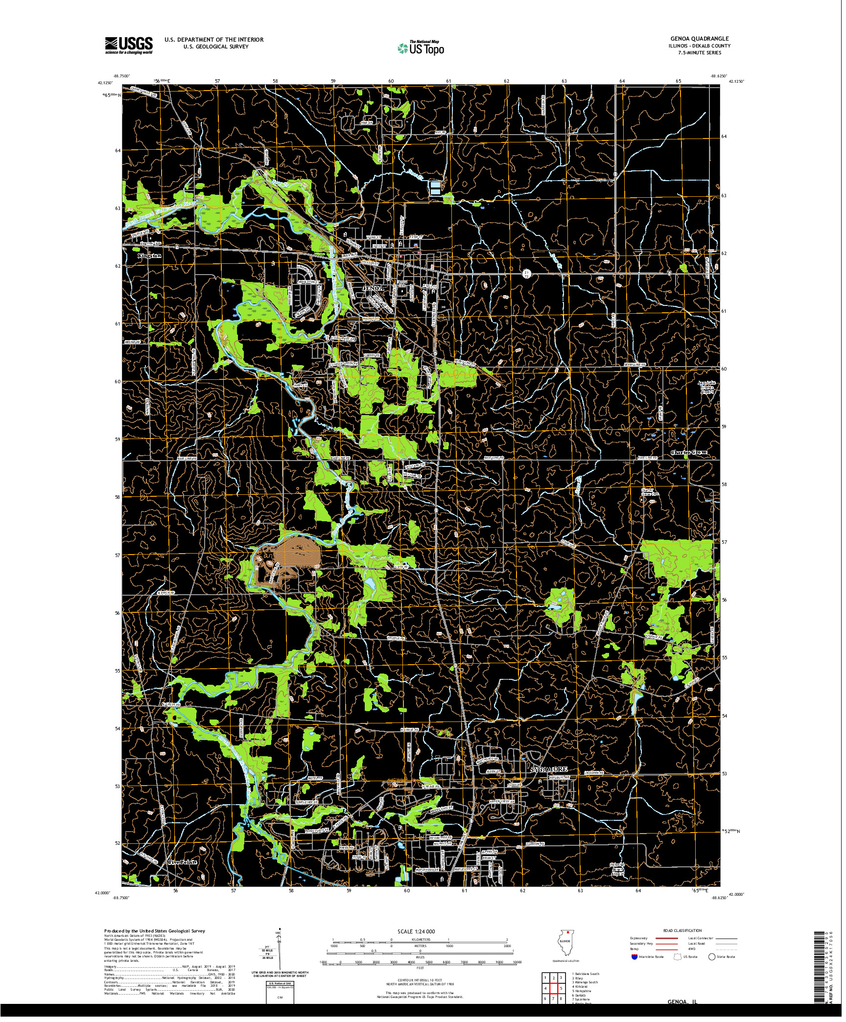 USGS US TOPO 7.5-MINUTE MAP FOR GENOA, IL 2021