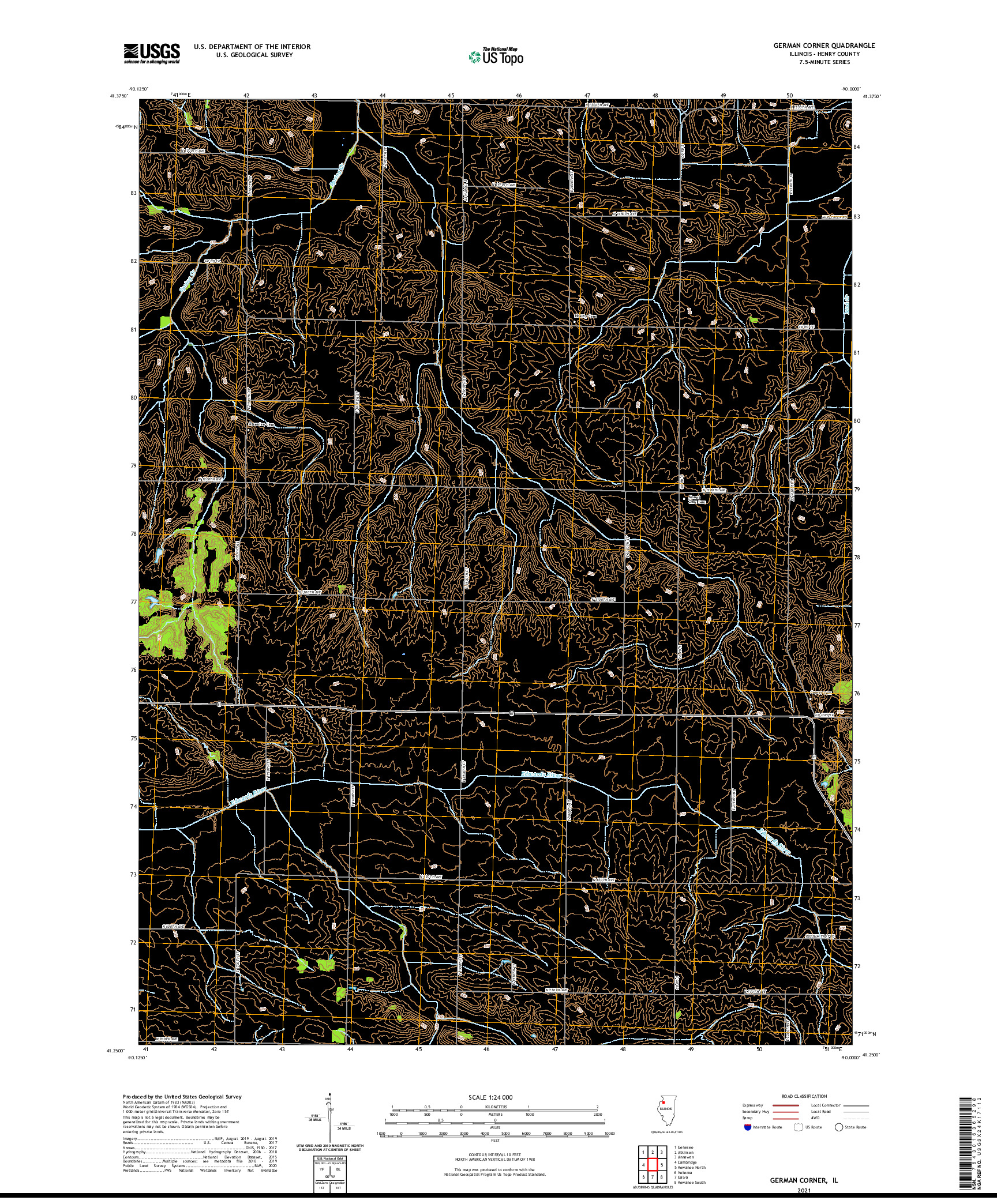 USGS US TOPO 7.5-MINUTE MAP FOR GERMAN CORNER, IL 2021