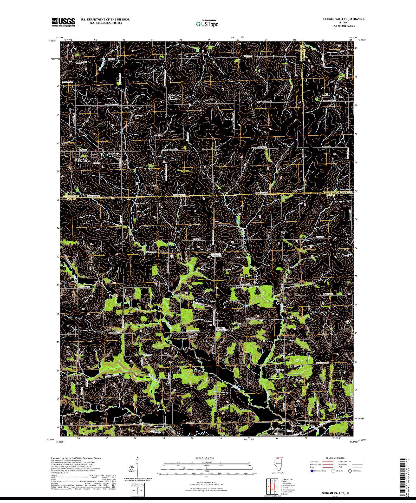 USGS US TOPO 7.5-MINUTE MAP FOR GERMAN VALLEY, IL 2021