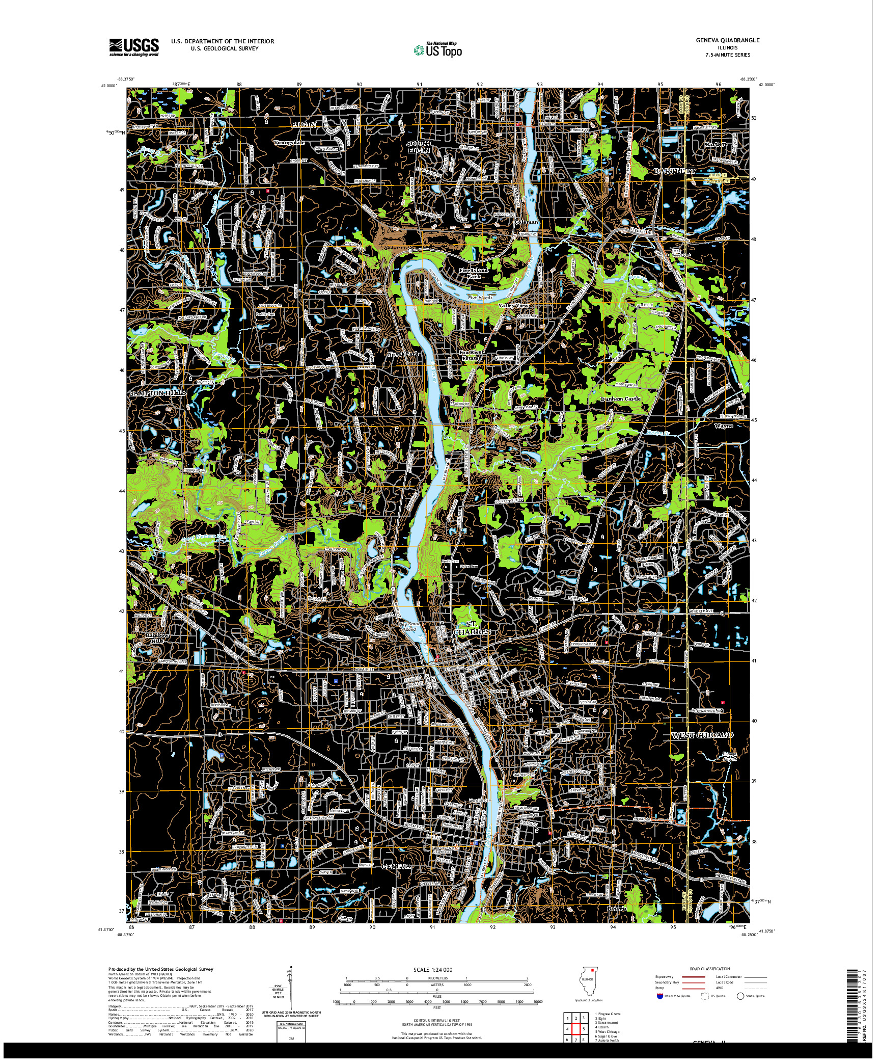 USGS US TOPO 7.5-MINUTE MAP FOR GENEVA, IL 2021