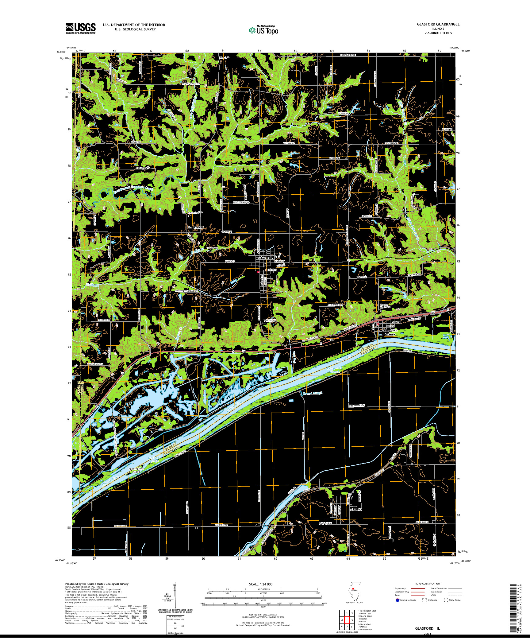 USGS US TOPO 7.5-MINUTE MAP FOR GLASFORD, IL 2021