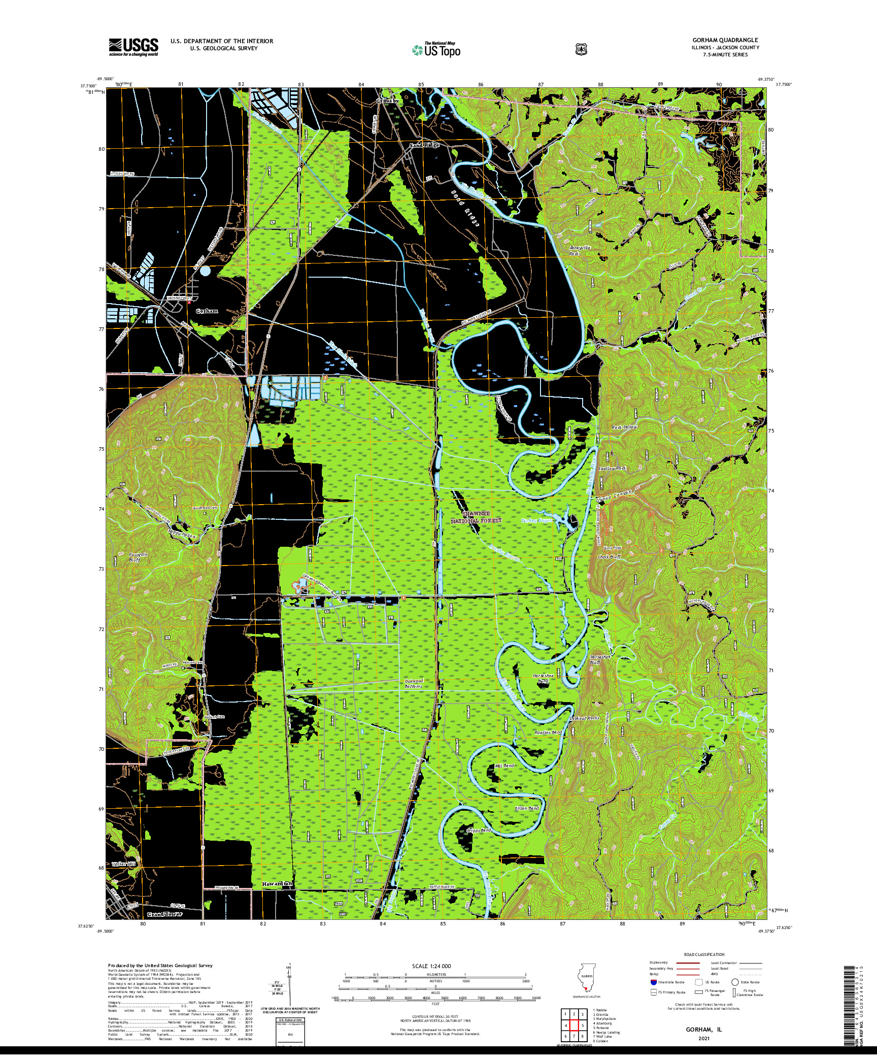 USGS US TOPO 7.5-MINUTE MAP FOR GORHAM, IL 2021