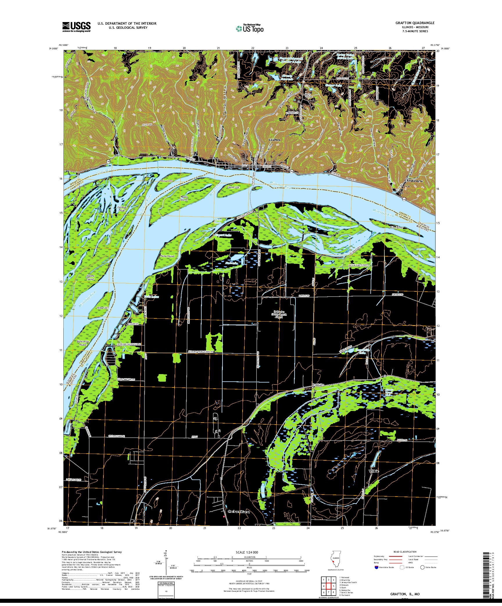 USGS US TOPO 7.5-MINUTE MAP FOR GRAFTON, IL,MO 2021
