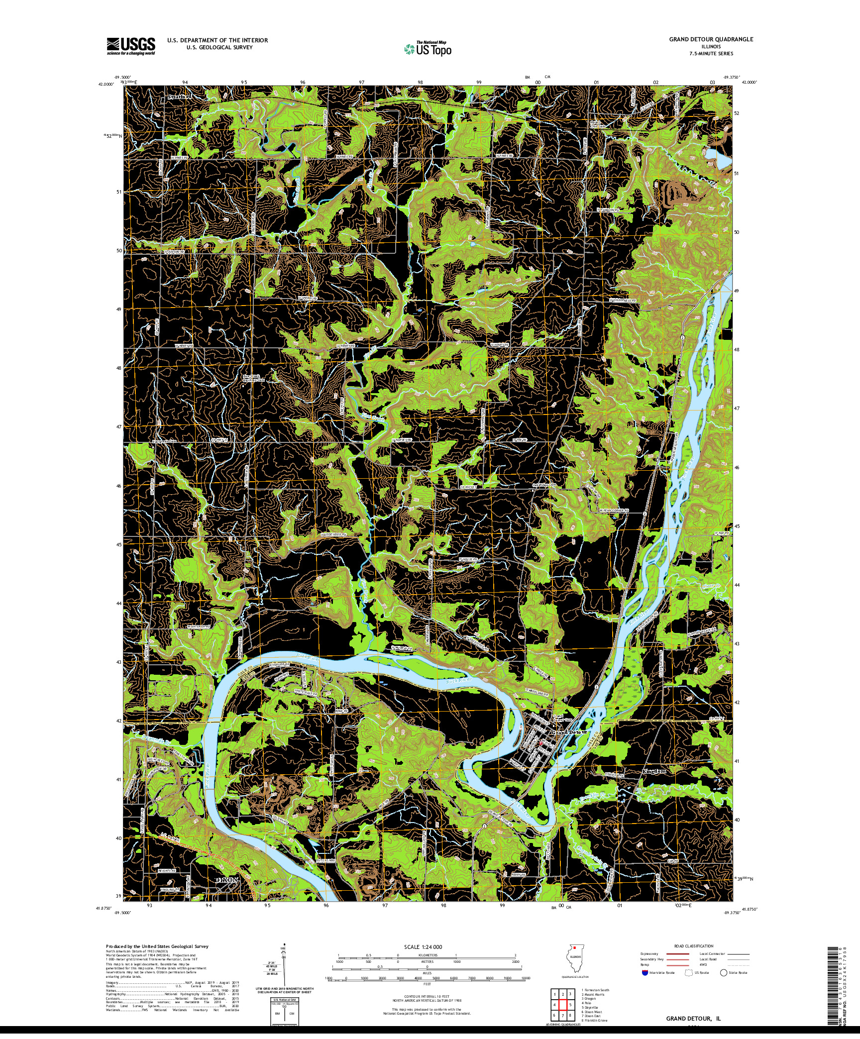 USGS US TOPO 7.5-MINUTE MAP FOR GRAND DETOUR, IL 2021
