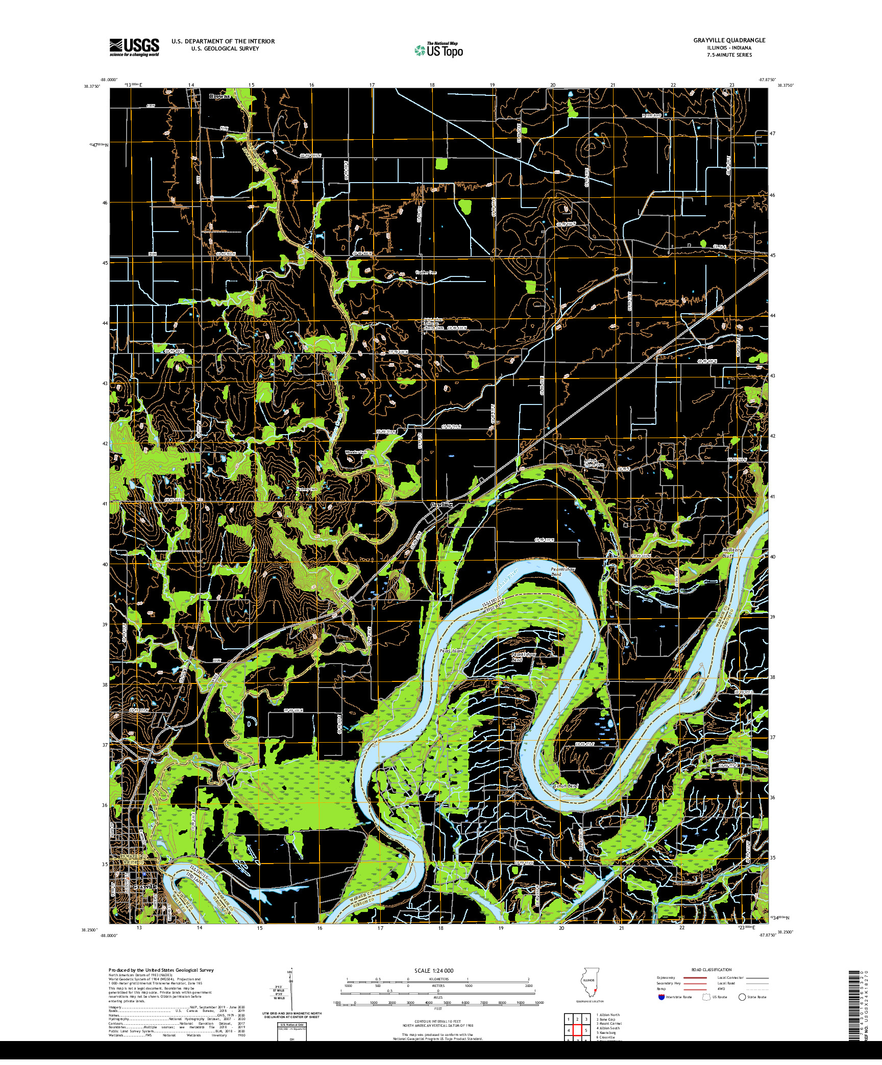 USGS US TOPO 7.5-MINUTE MAP FOR GRAYVILLE, IL,IN 2021